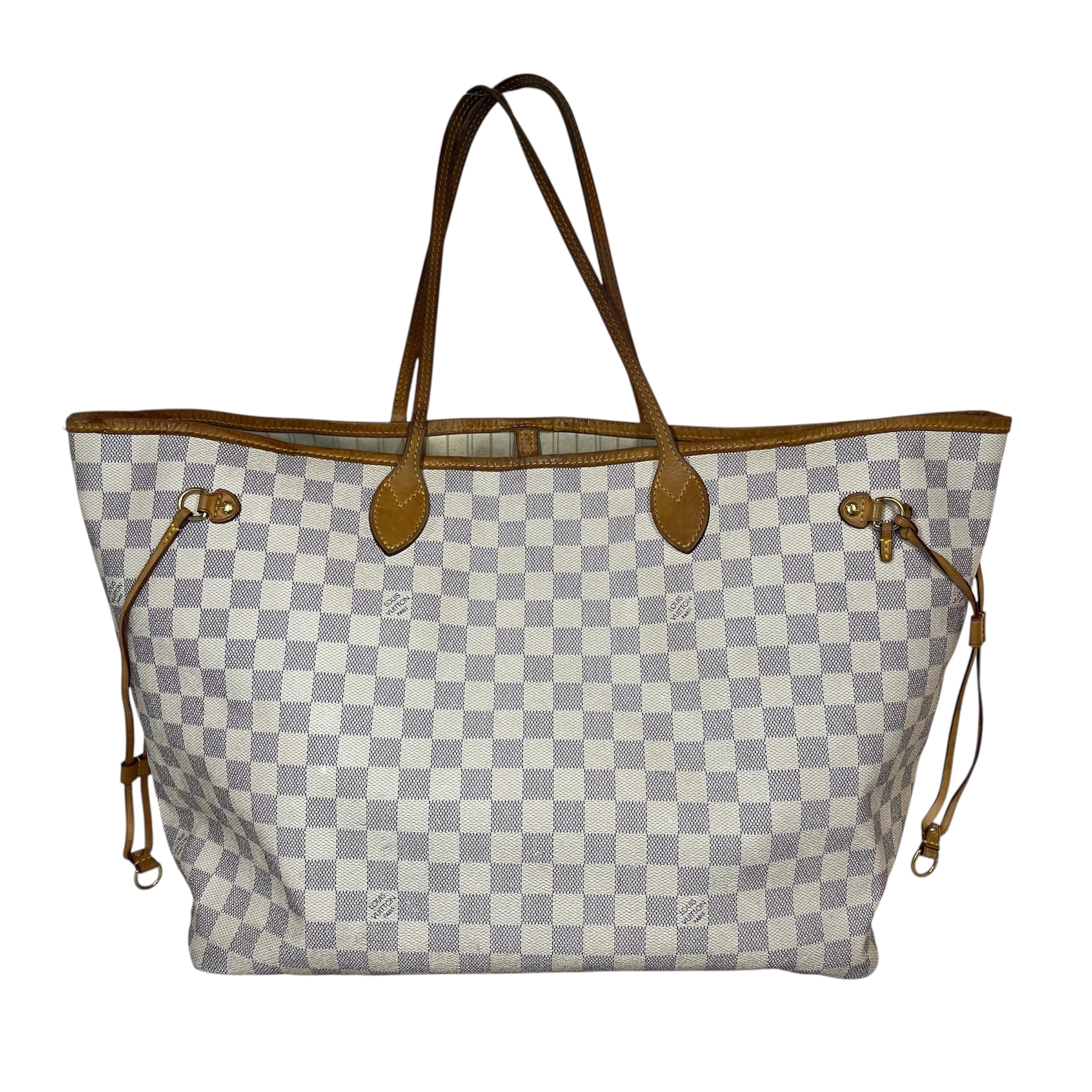 LOUIS VUITTON/Tote Bag/All Over Print/Leather/CRM/Damier Azur Neverfull