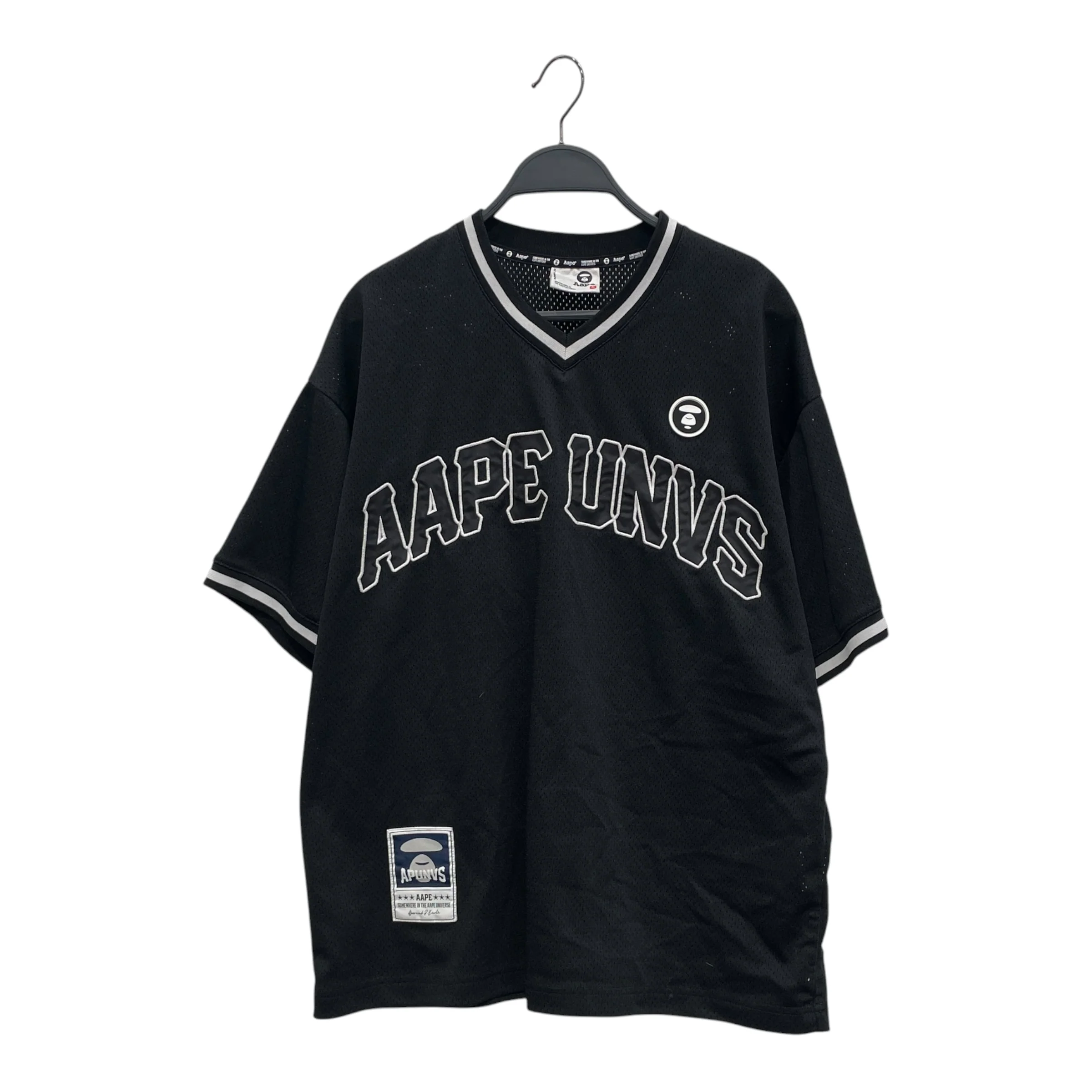 356-aape-by-a-bathing-ape-t-shirt-m-nylon-blk-graphic-aape-unvs-jersey-1.webp AAPE BY A BATHING APE/T-Shirt/M/Nylon/BLK/Graphic/AAPE UNVS JERSEY