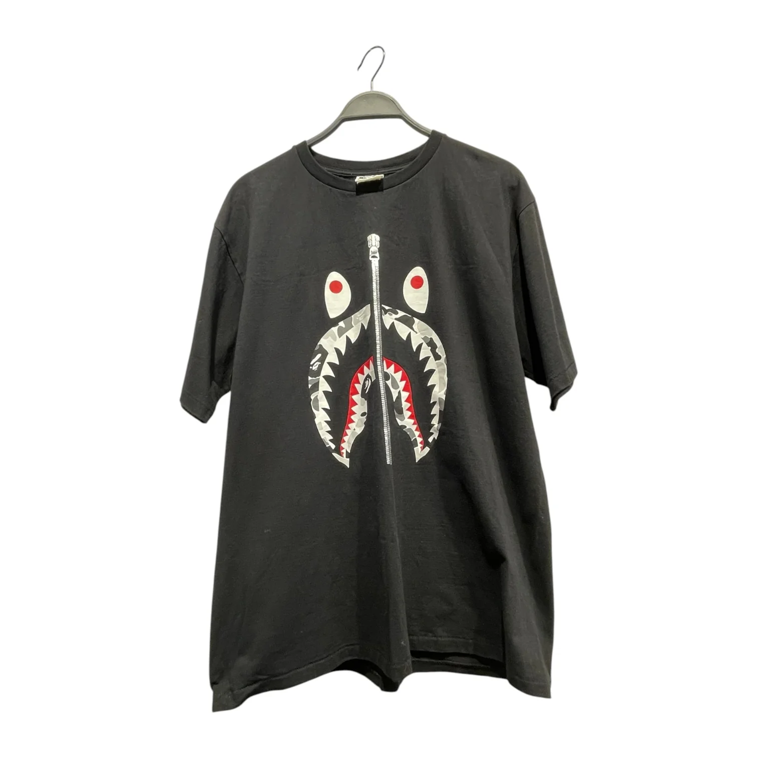 BAPE STA!/T-Shirt/XXL/BLK/GREY CAMO SHARK MOUTH