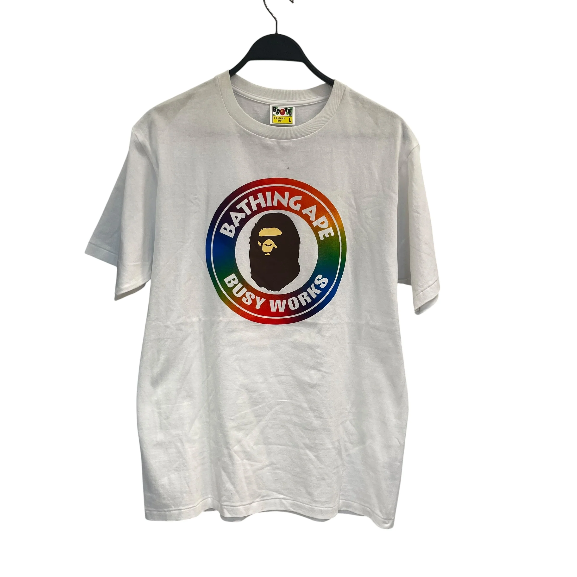 BAPE STA!/T-Shirt/L/Cotton/WHT/busy works/multicolor