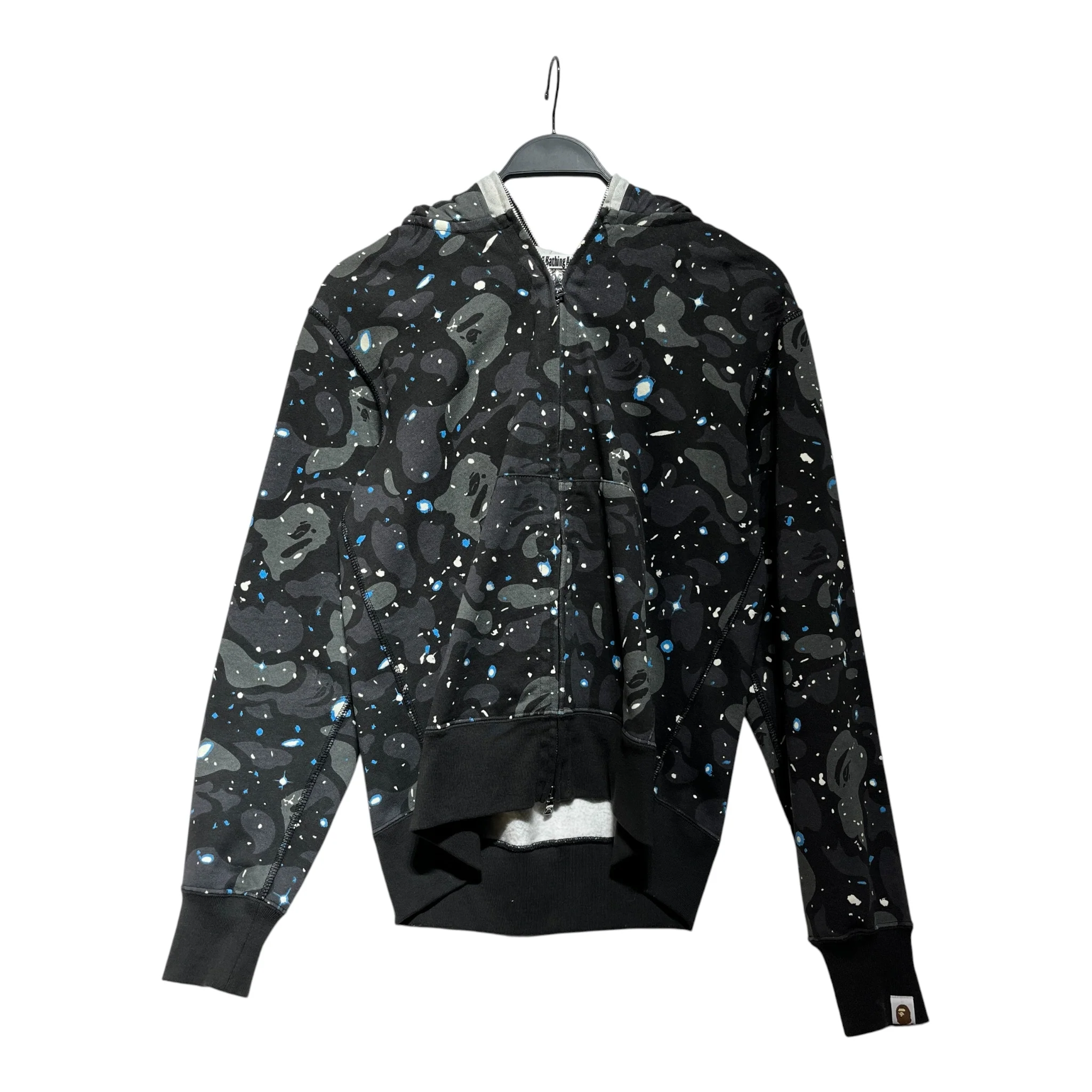 A BATHING APE/Hoodie/M/All Over Print/Cotton/BLK/DOUBLE LAYER SHARK