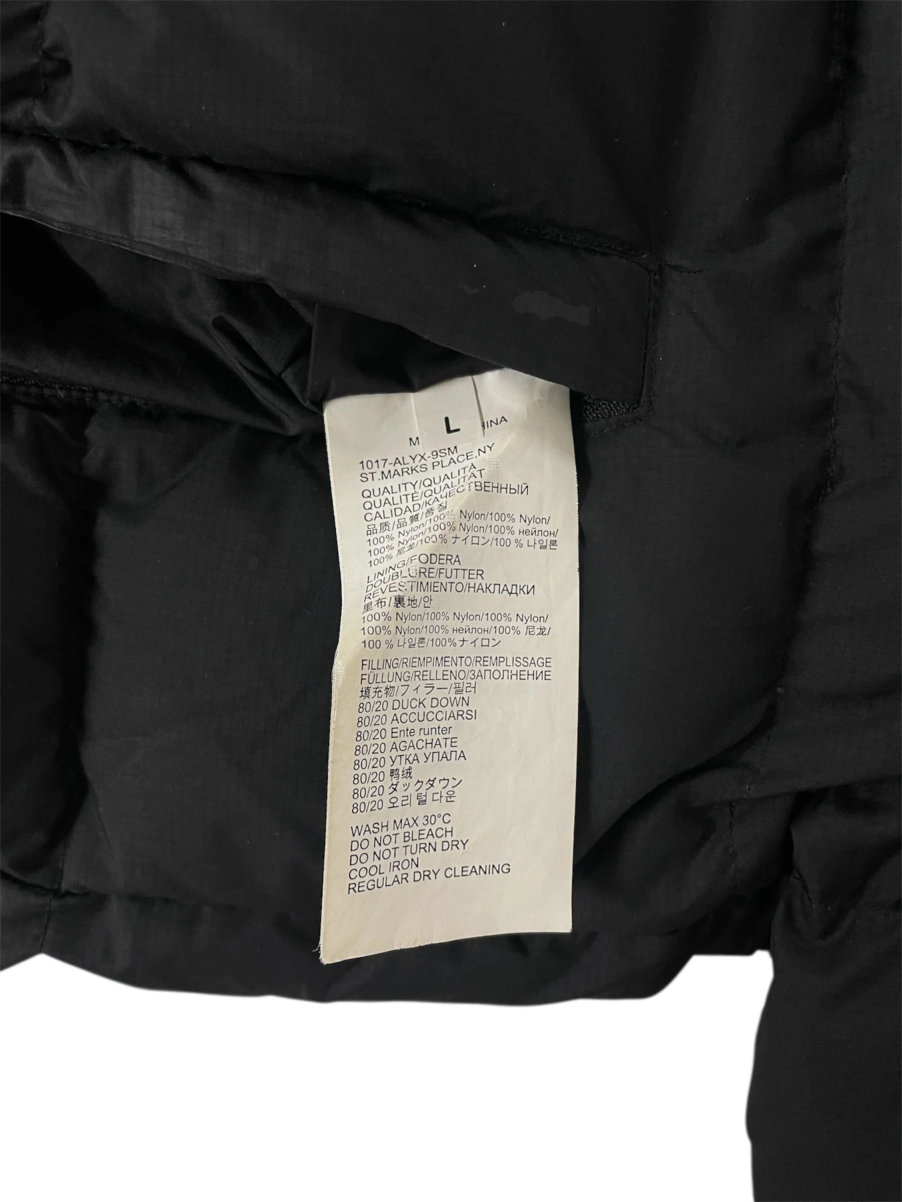 1017 ALYX 9SM(ALYX)/Puffer Jkt/L/Nylon/BLK/ROLLERCOASTER BUCKLE PUFFER