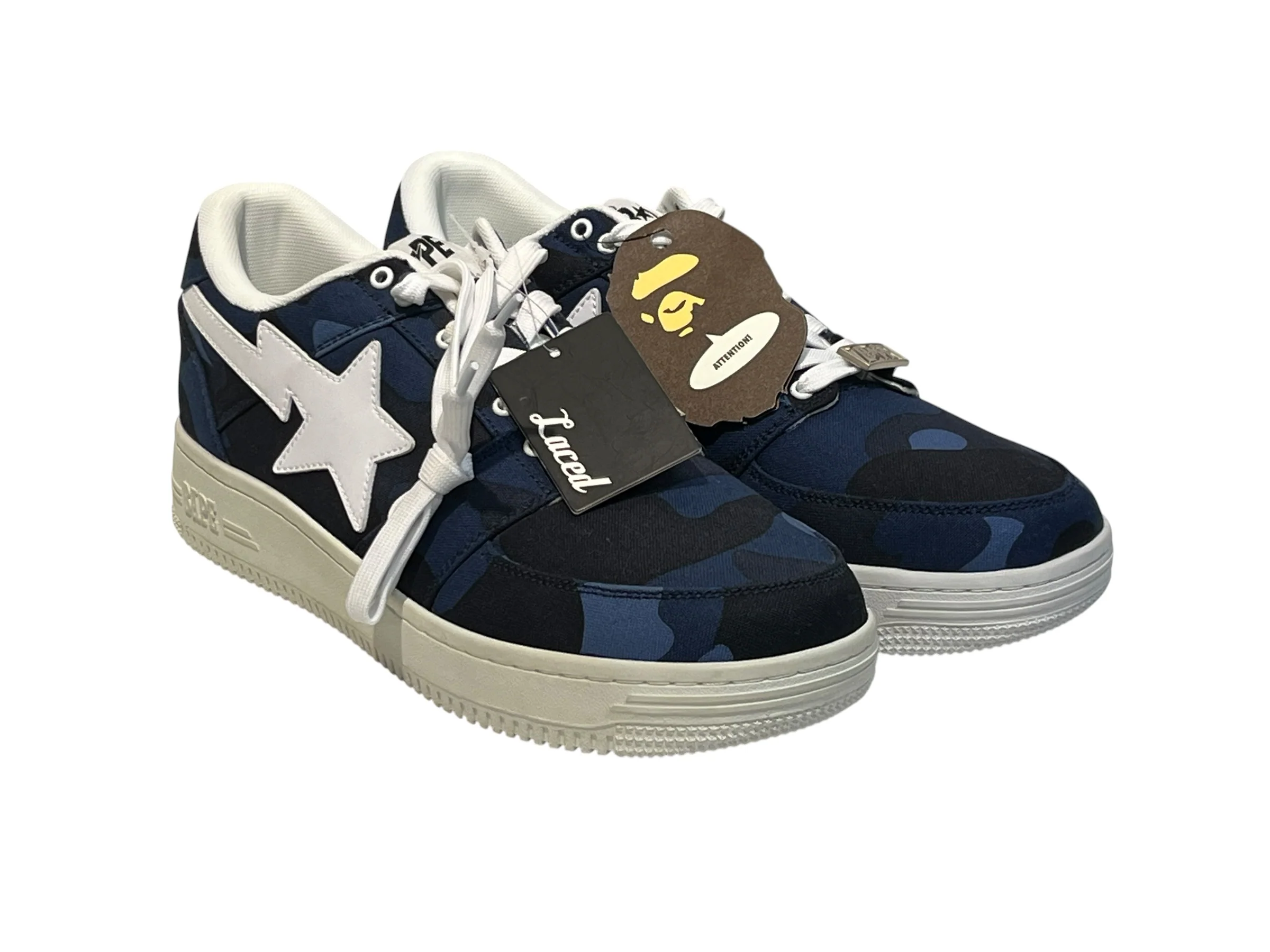A BATHING APE/Low-Sneakers/US 10.5/Cotton/NVY/Blue Camo Bapesta