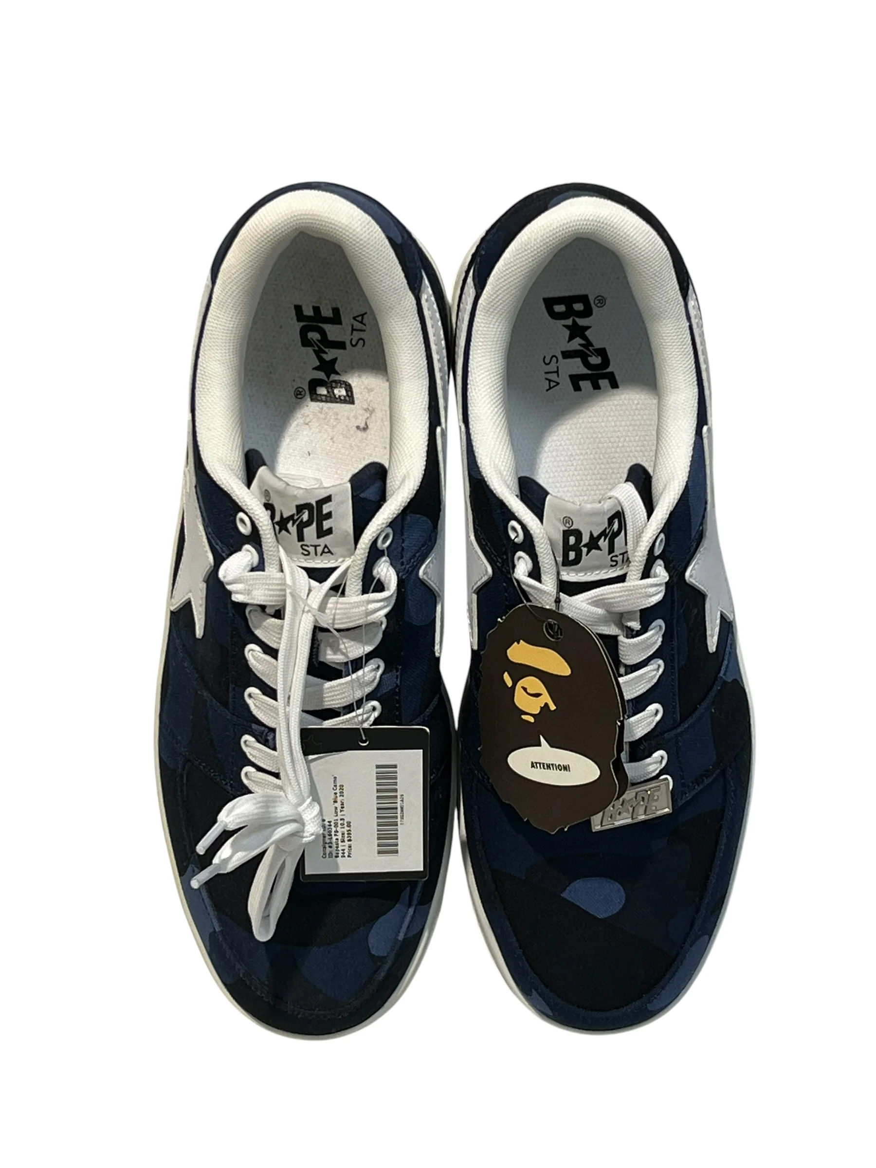 A BATHING APE/Low-Sneakers/US 10.5/Cotton/NVY/Blue Camo Bapesta