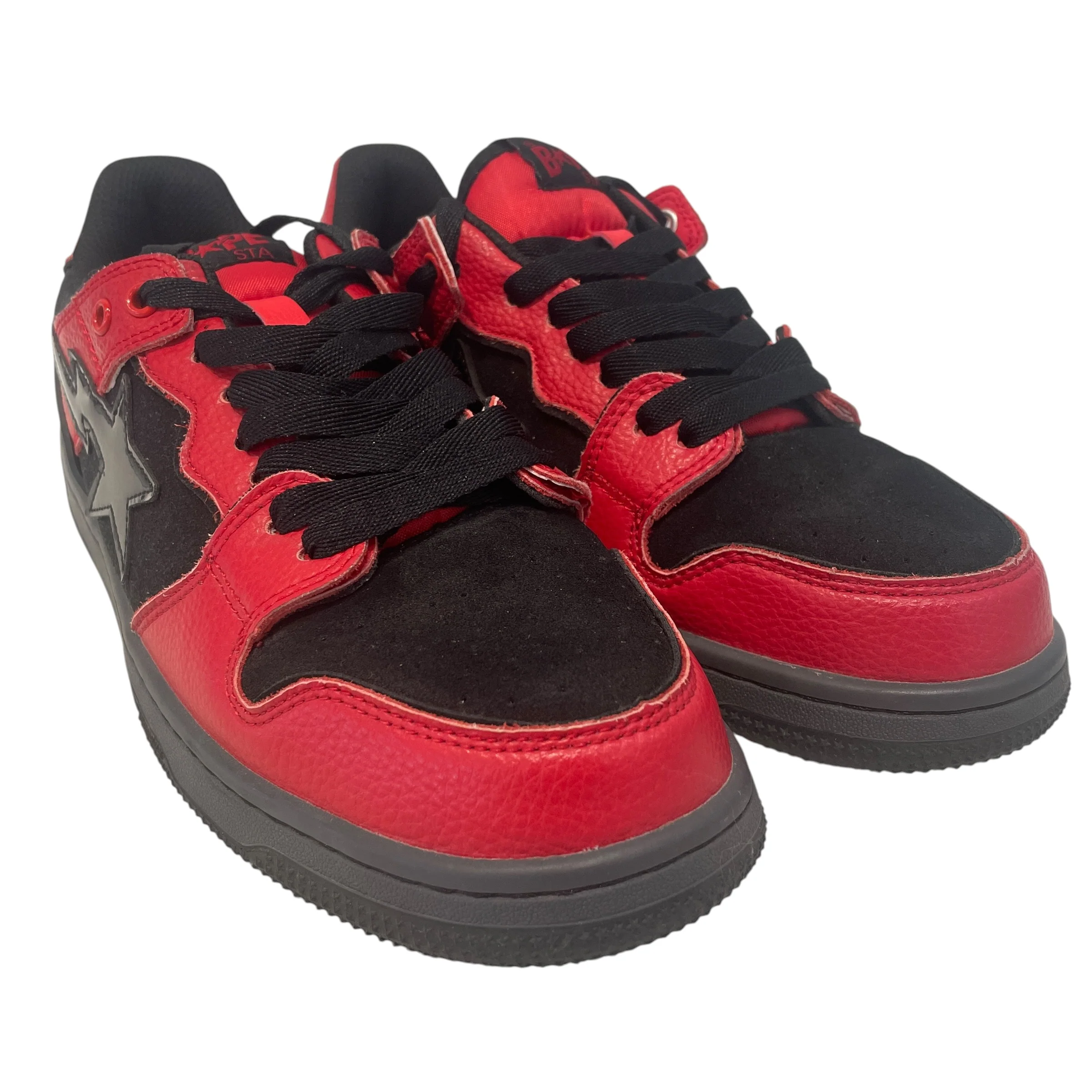 BAPE STA!/Low-Sneakers/US 10/Leather/RED/SK8 STA Black Red