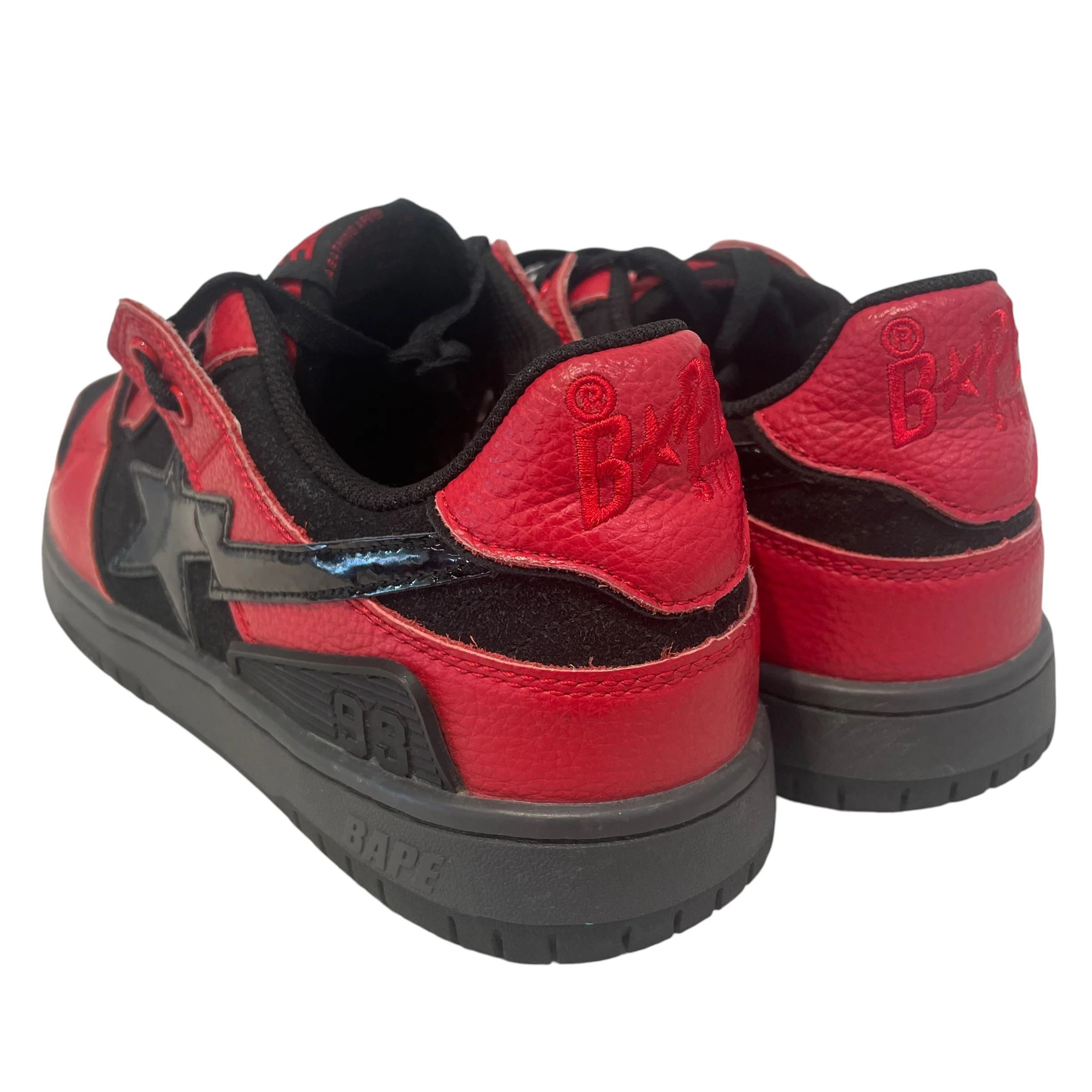 BAPE STA!/Low-Sneakers/US 10/Leather/RED/SK8 STA Black Red