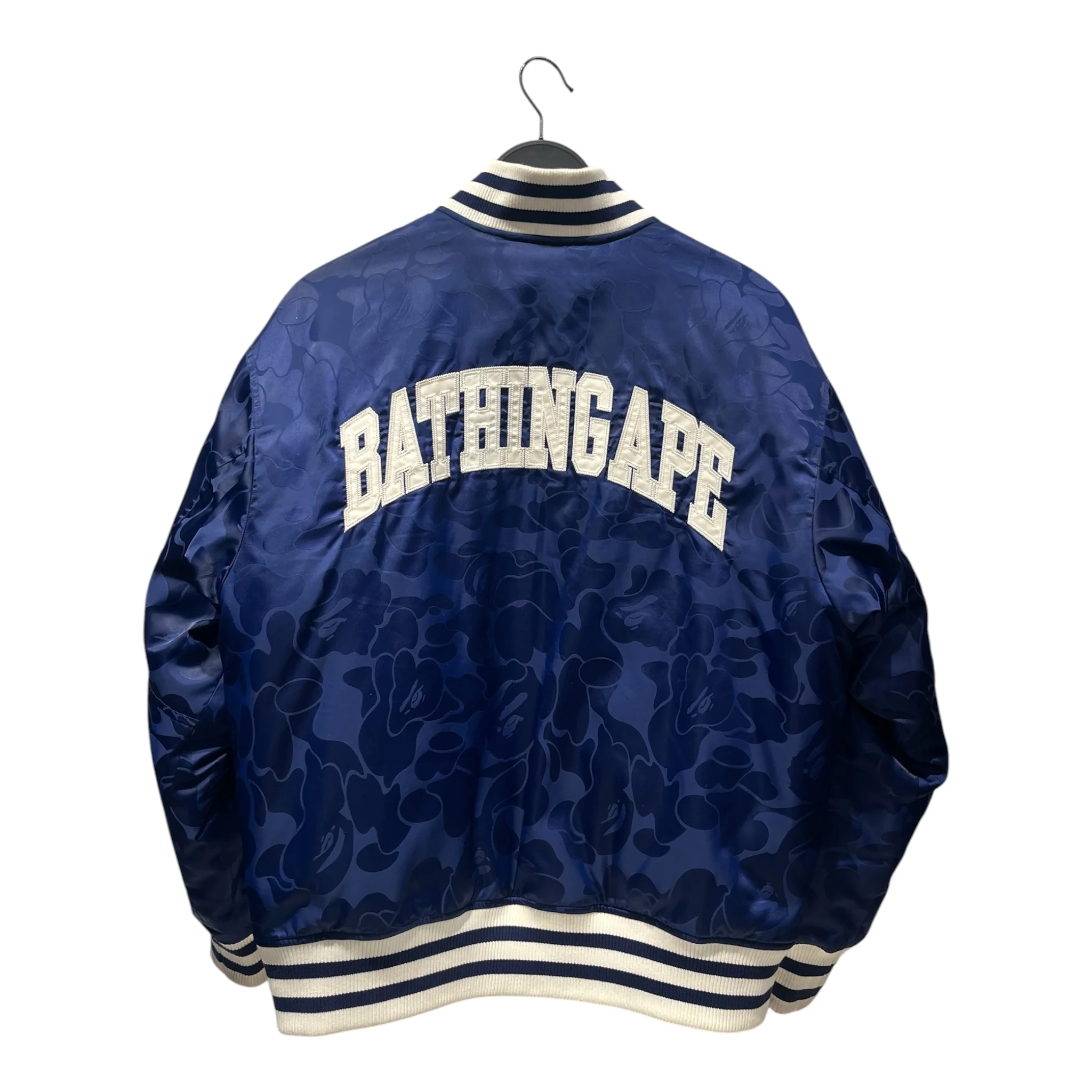 A BATHING APE/Baseball Jkt/S/Polyester/NVY/001HJJ8010541