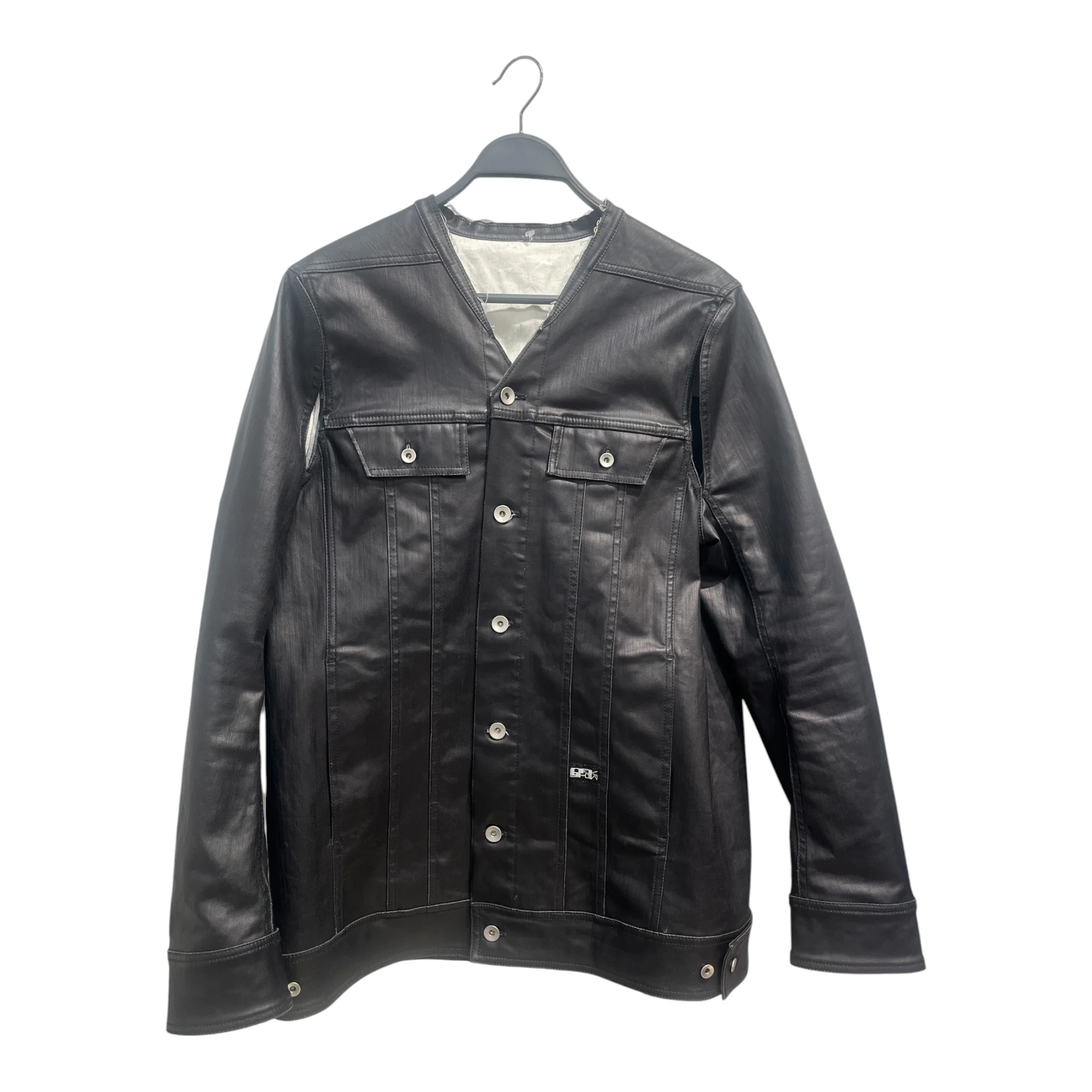 RICK OWENS DRKSHDW/Denim Jkt/M/Cotton/BLK/mbo trucker caped no collar
