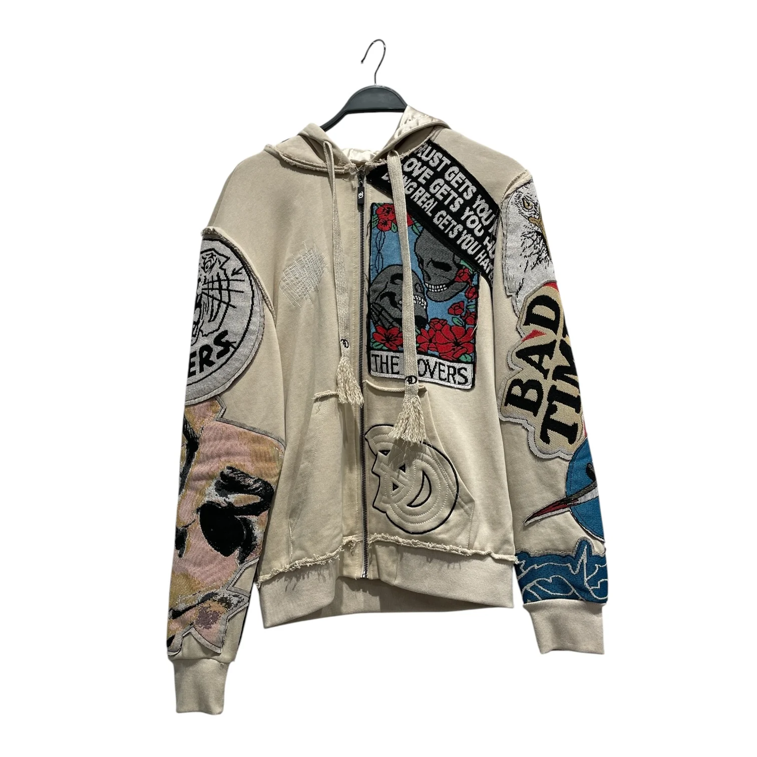 FROST ORIGINALS /Zip Up Hoodie/S/Cotton/BEG/ Brave Heart Tapestry Hoodie