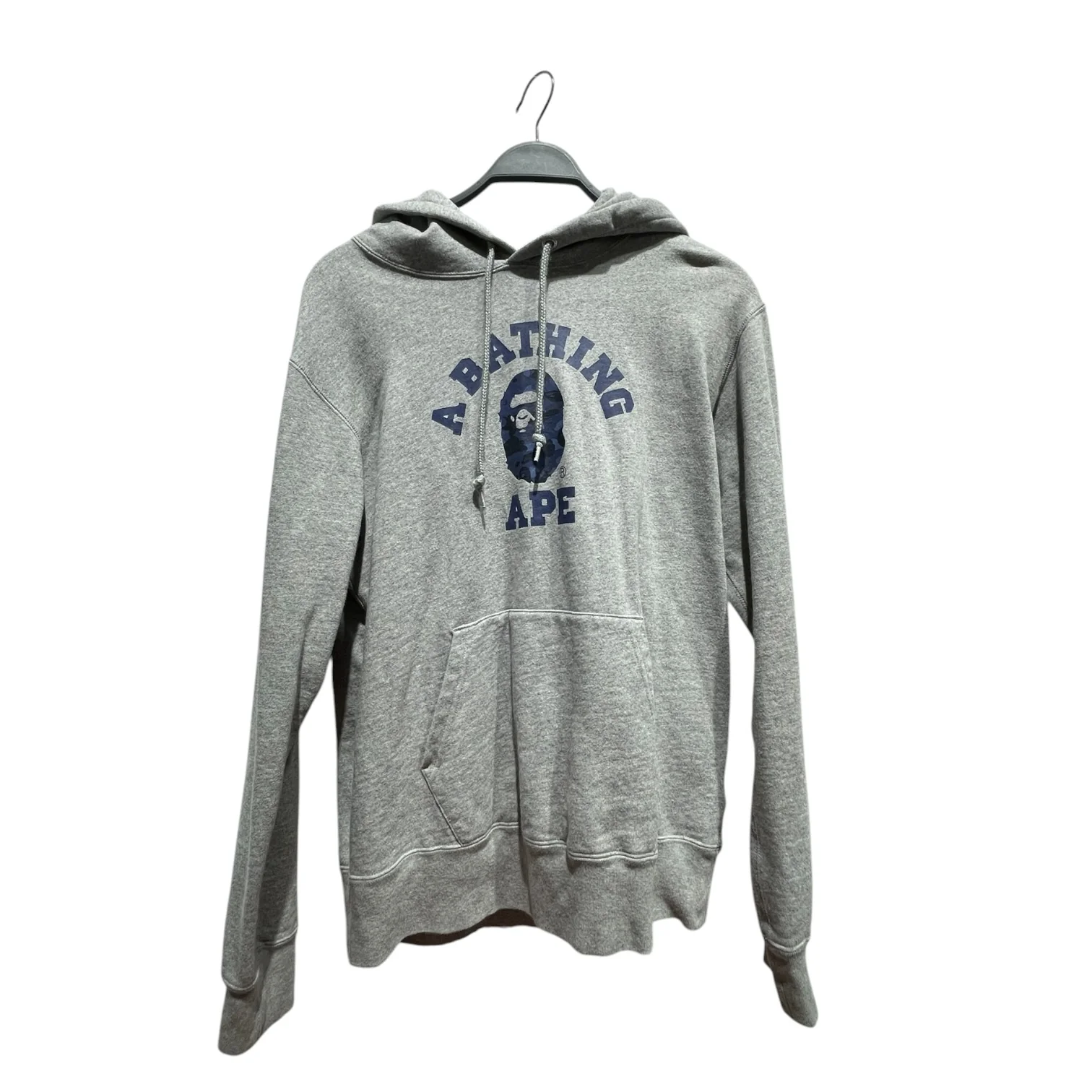 A BATHING APE/Hoodie/XL/Cotton/GRY/Grey College Hoodie Blue Logo
