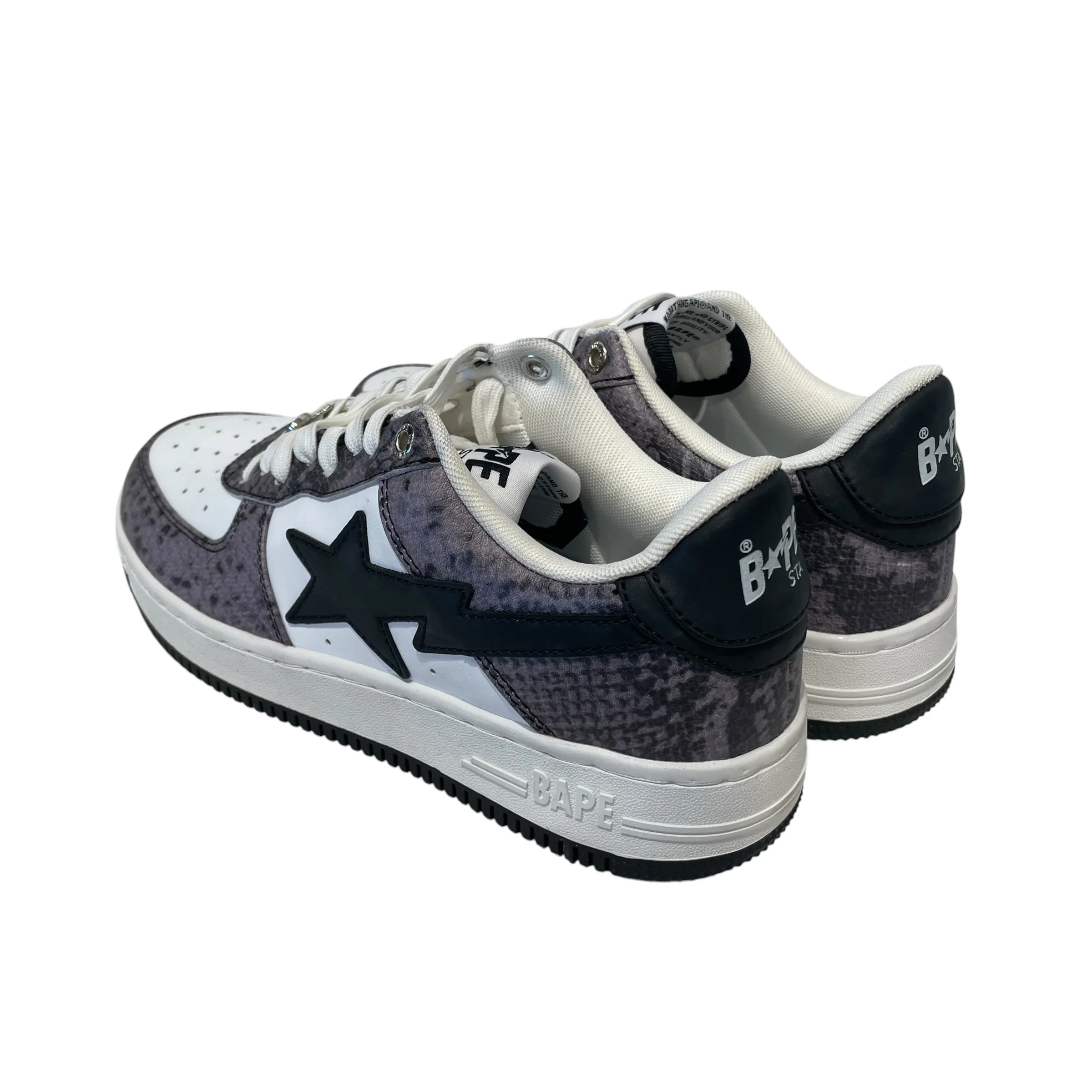 BAPE STA!/Low-Sneakers/US 7/Animal Pattern/Leather/GRY/SNAKESKIN