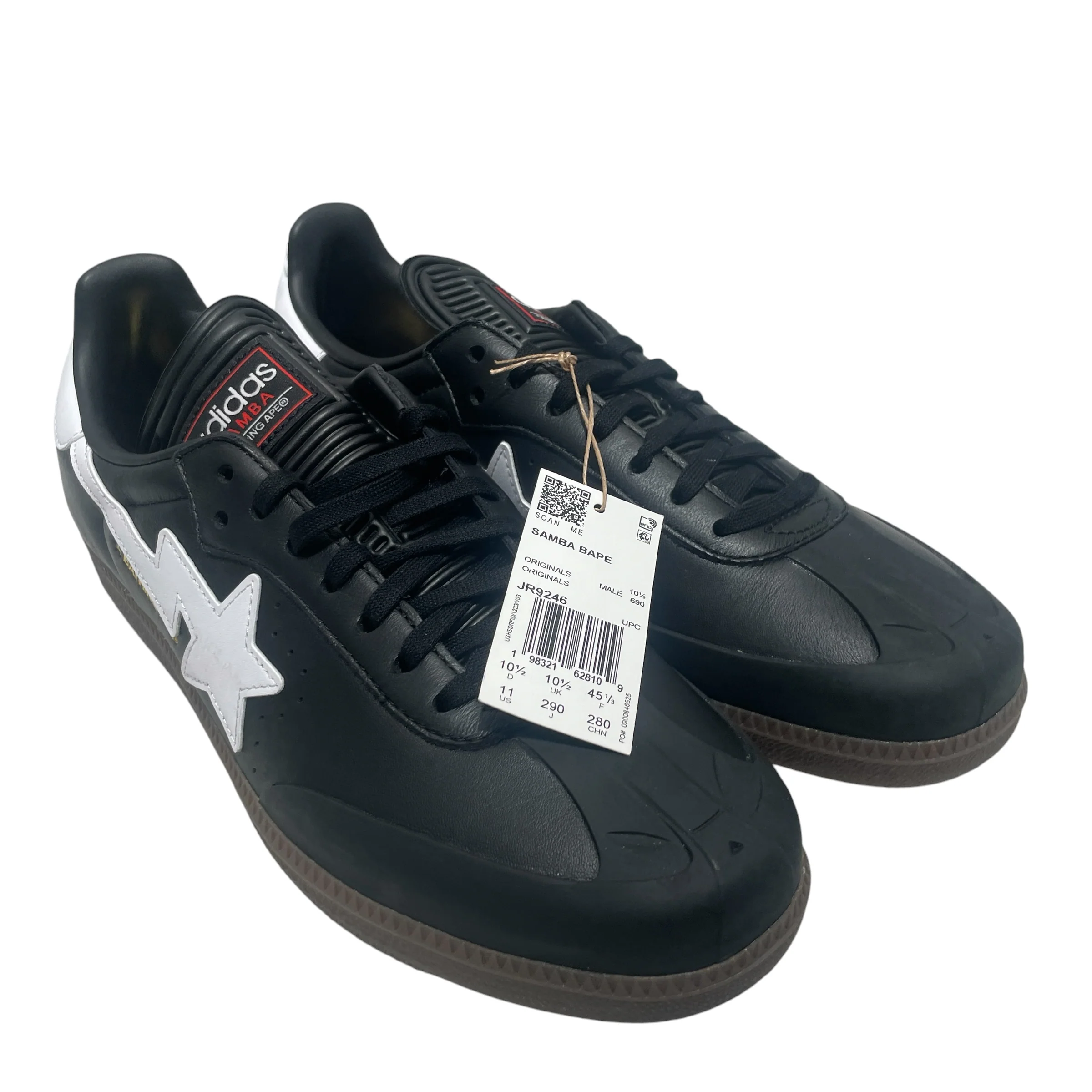 adidas/BAPE STA!/Low-Sneakers/US 11/Leather/BLK/Adidas Samba Bape Sta