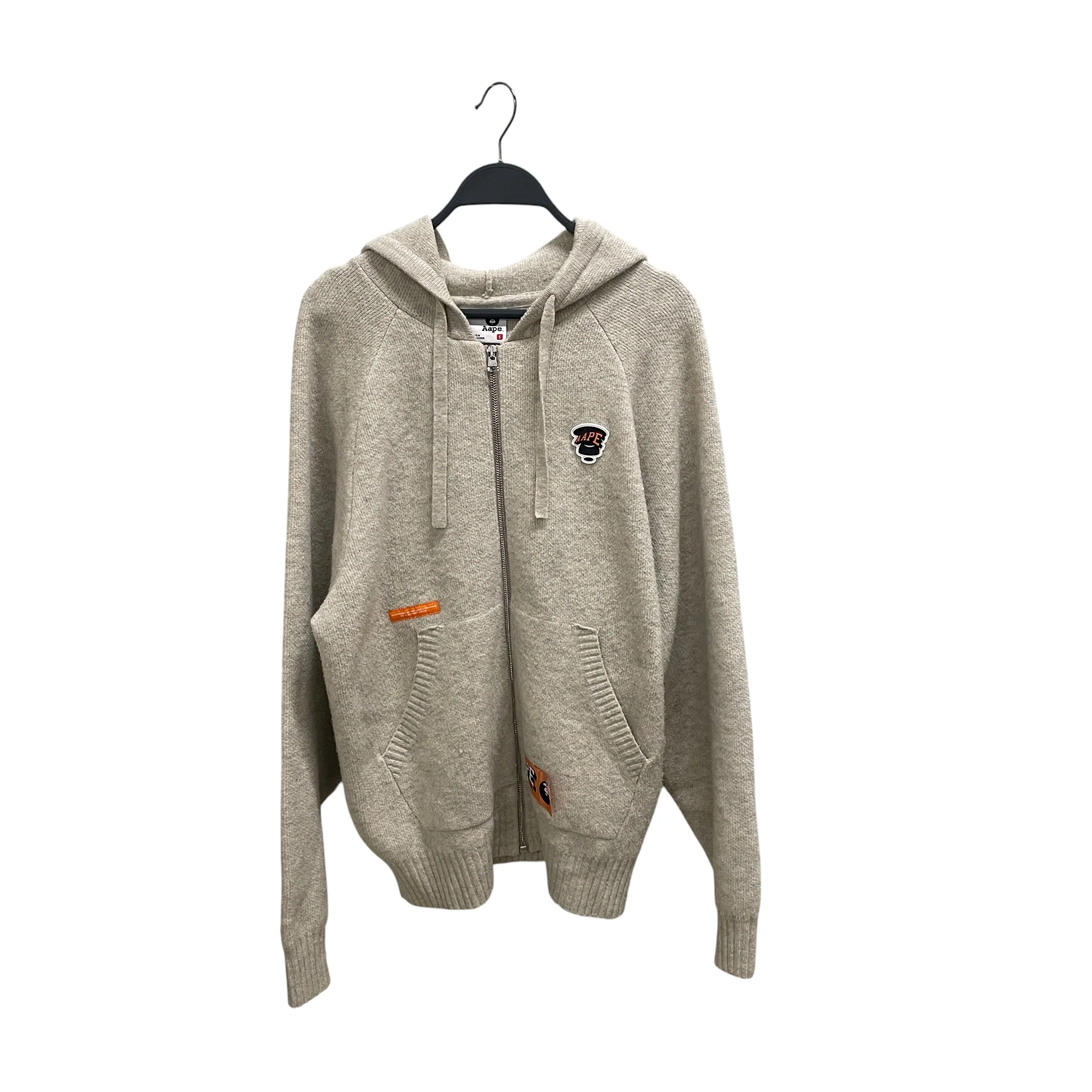 AAPE BY A BATHING APE/Zip Up Hoodie/S/Cotton/GRY/ZIP CARDIGAN MOON FACE
