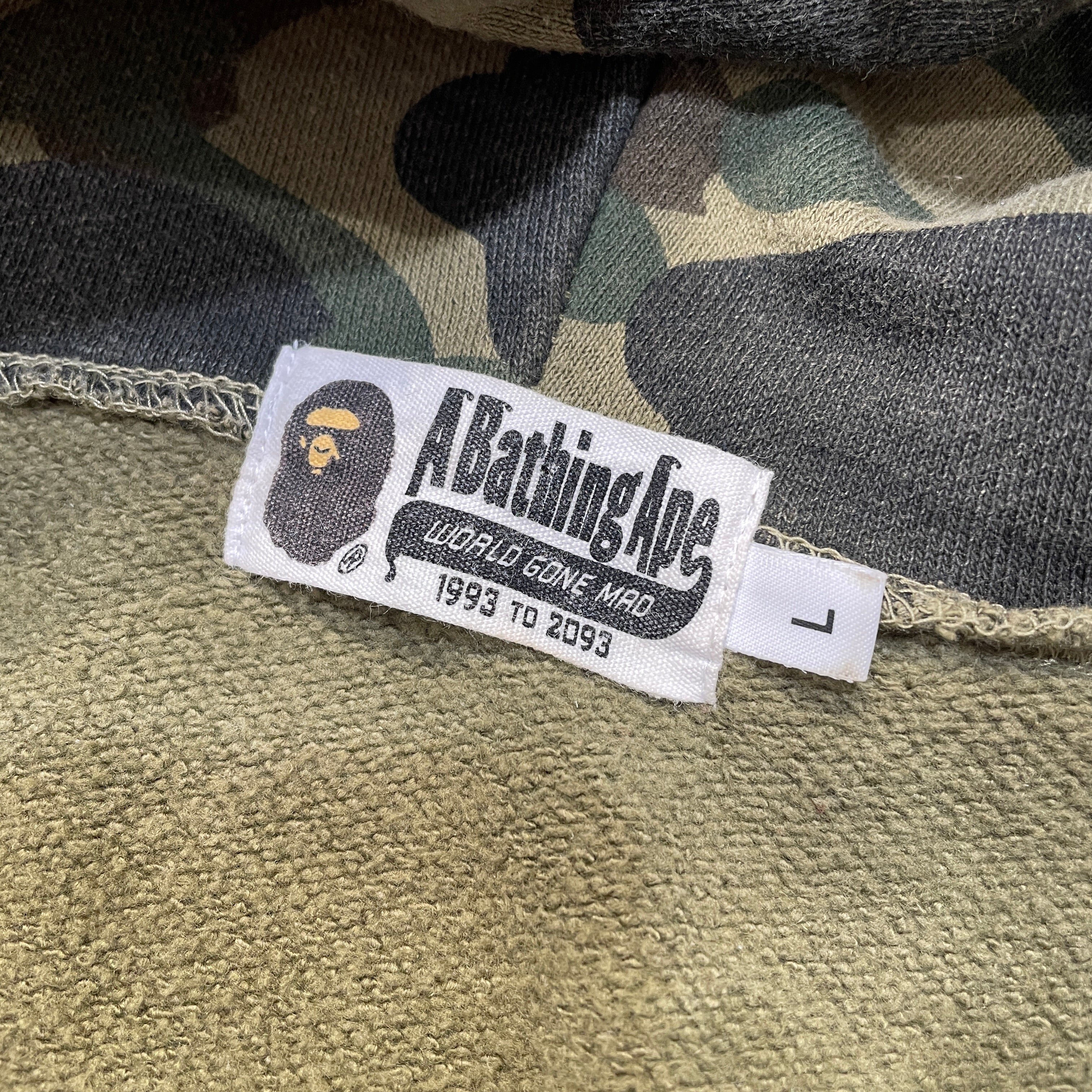 A BATHING APE/Zip Up Hoodie/L/Camouflage/Cotton/GRN/