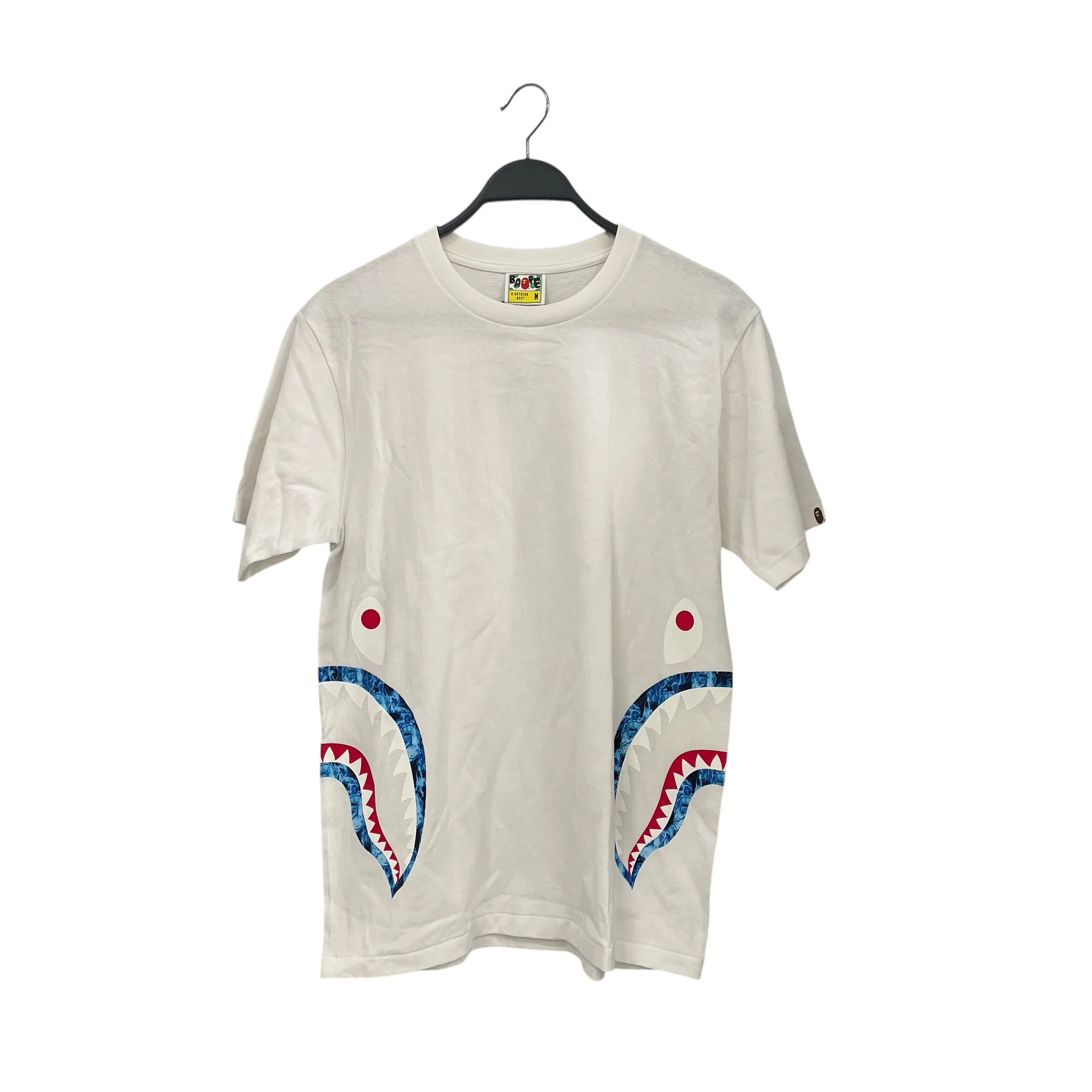 A BATHING APE/T-Shirt/M/Cotton/WHT/Double blue shark
