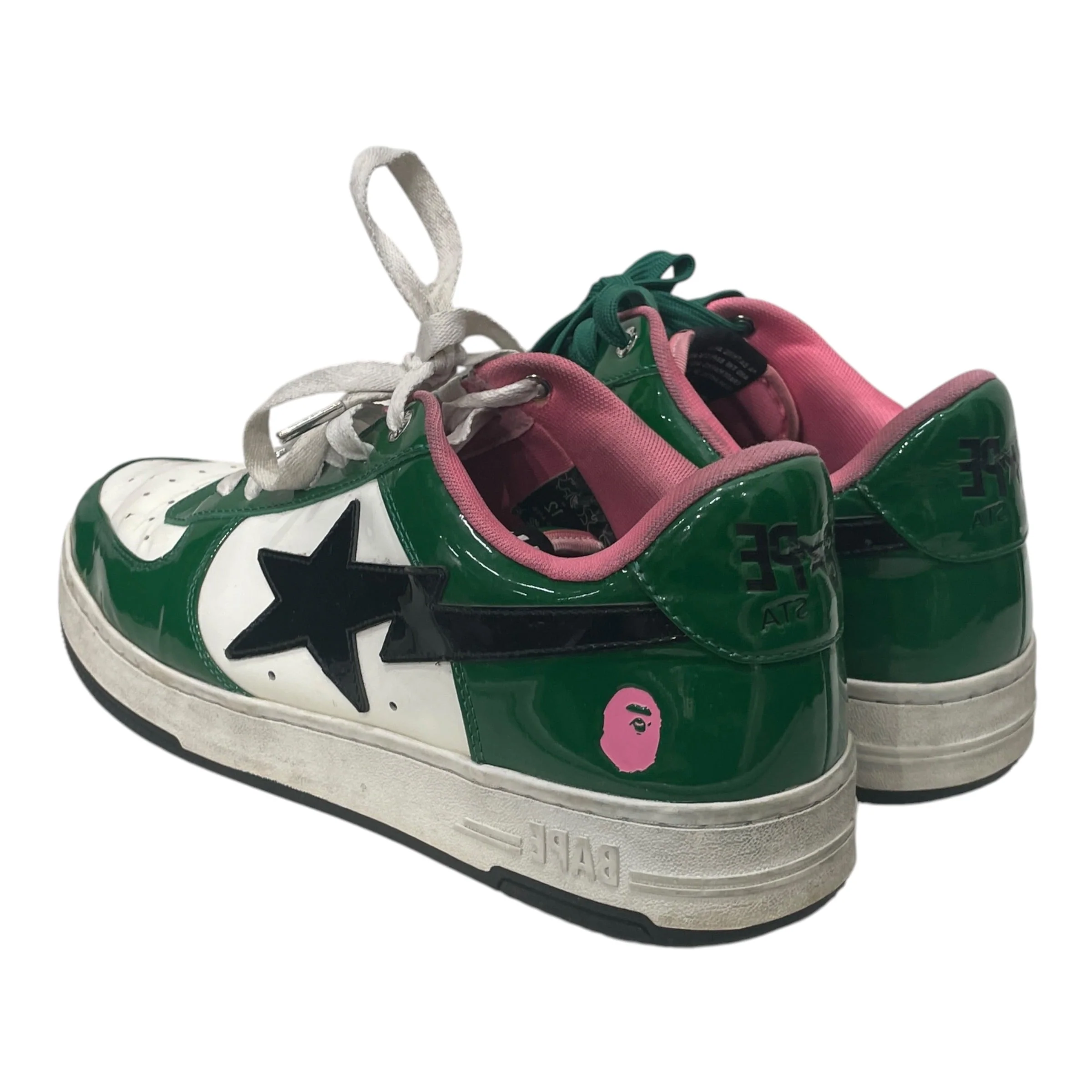 BAPE STA!/Low-Sneakers/US 12/Leather/GRN/PINK INTERIOR BLK STAR