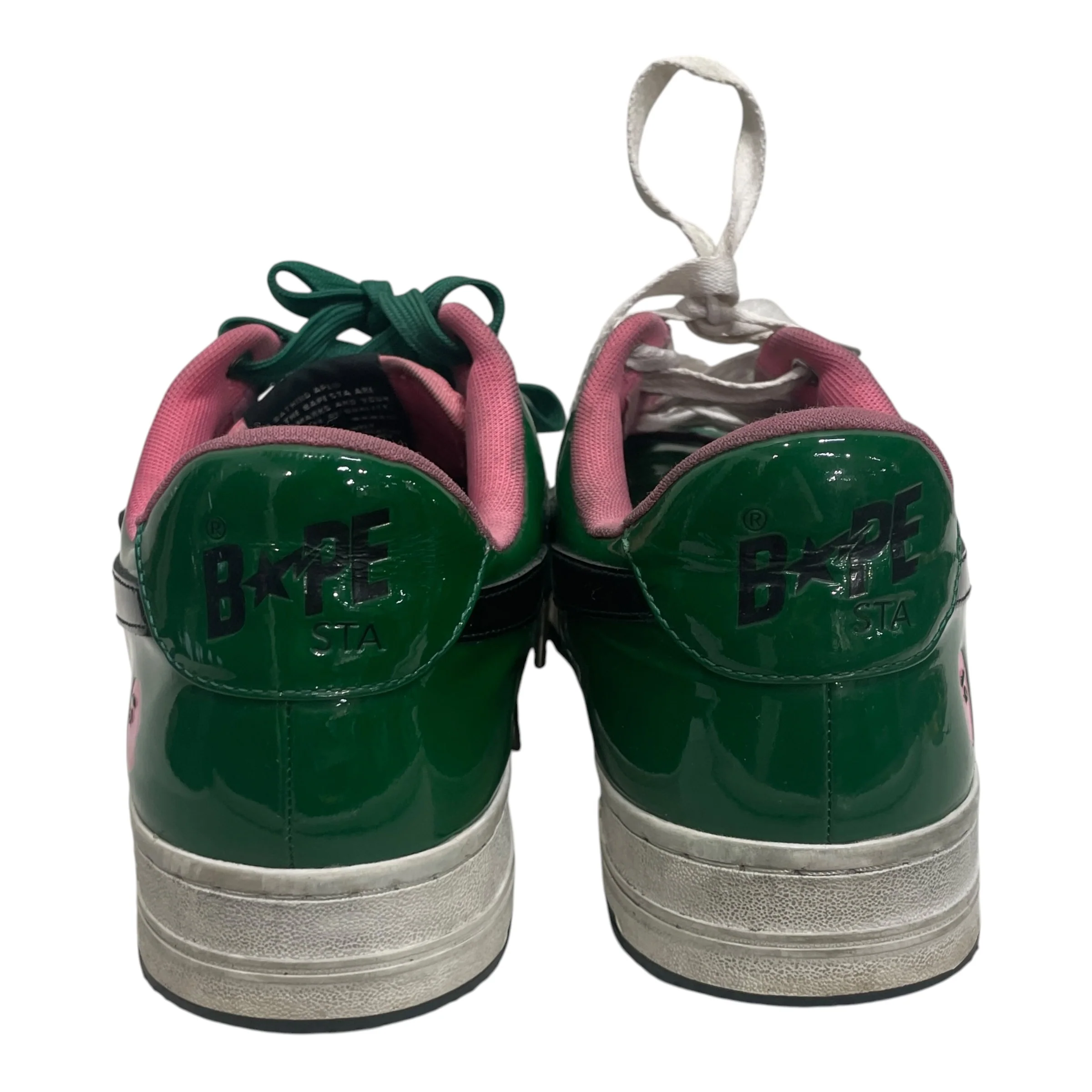 BAPE STA!/Low-Sneakers/US 12/Leather/GRN/PINK INTERIOR BLK STAR