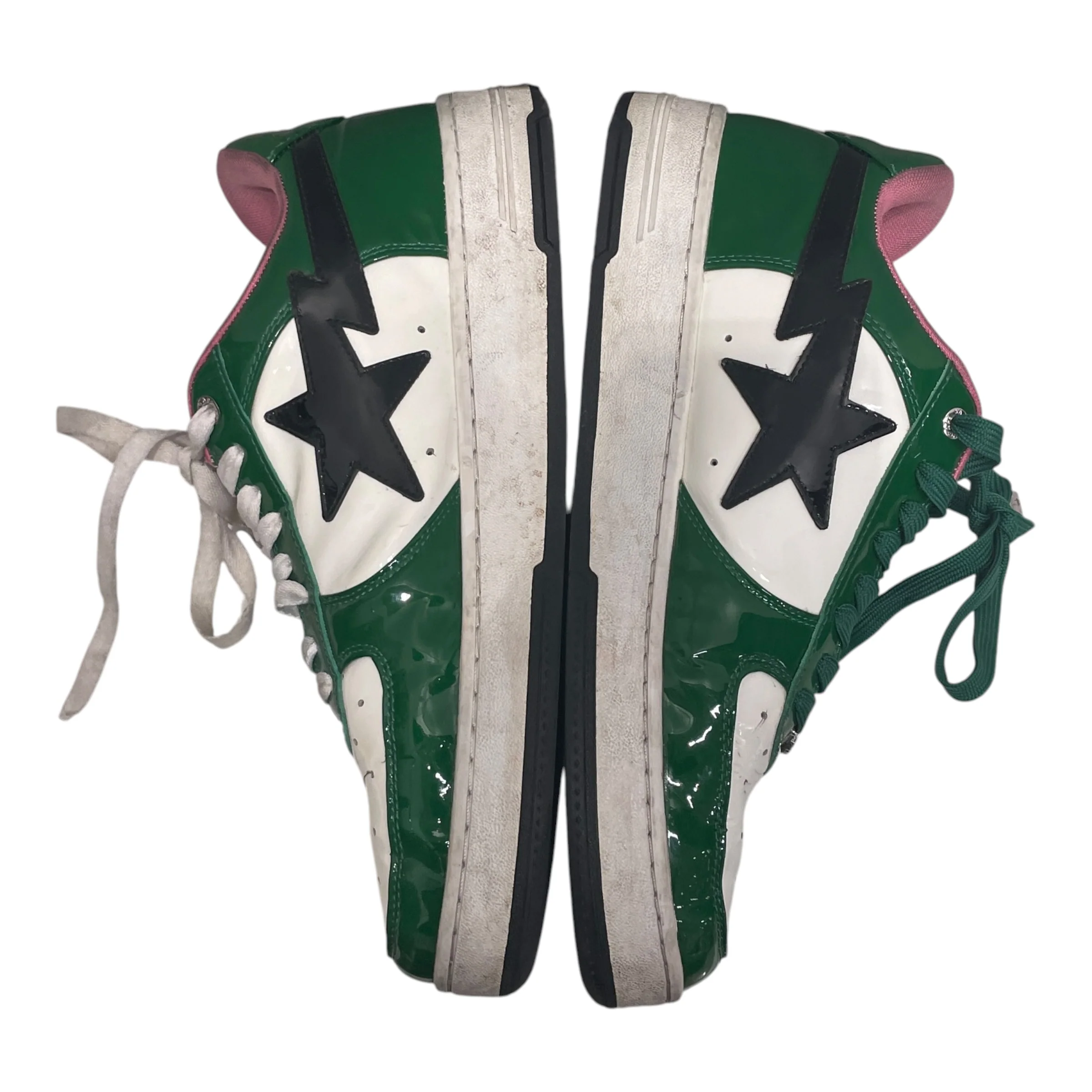 BAPE STA!/Low-Sneakers/US 12/Leather/GRN/PINK INTERIOR BLK STAR