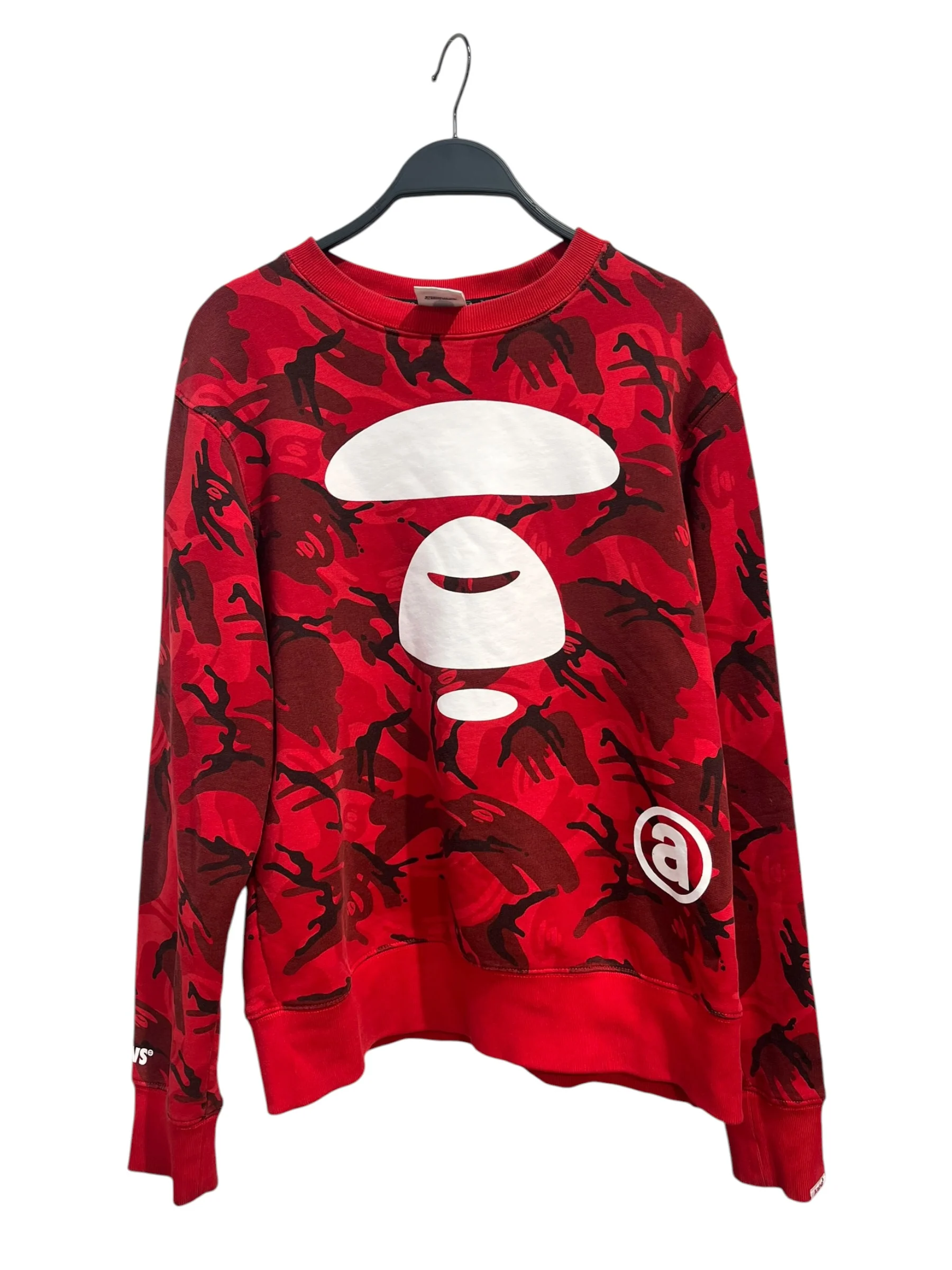 AAPE BY A BATHING APE/Sweatshirt/M/Camouflage/Cotton/RED/big white face graphic