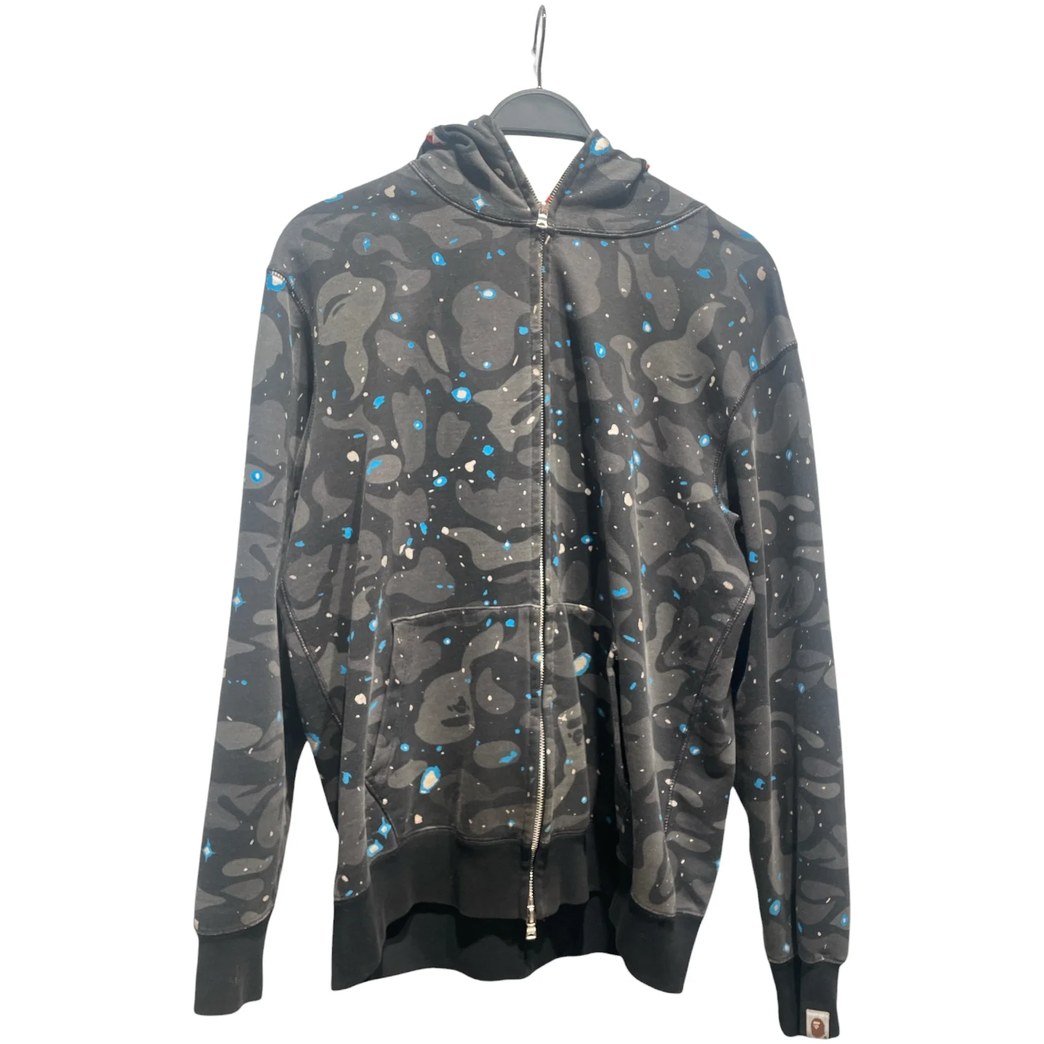 A BATHING APE/Zip Up Hoodie/L/All Over Print/Cotton/BLK/SHARK SPACE CAMO FULL ZIP