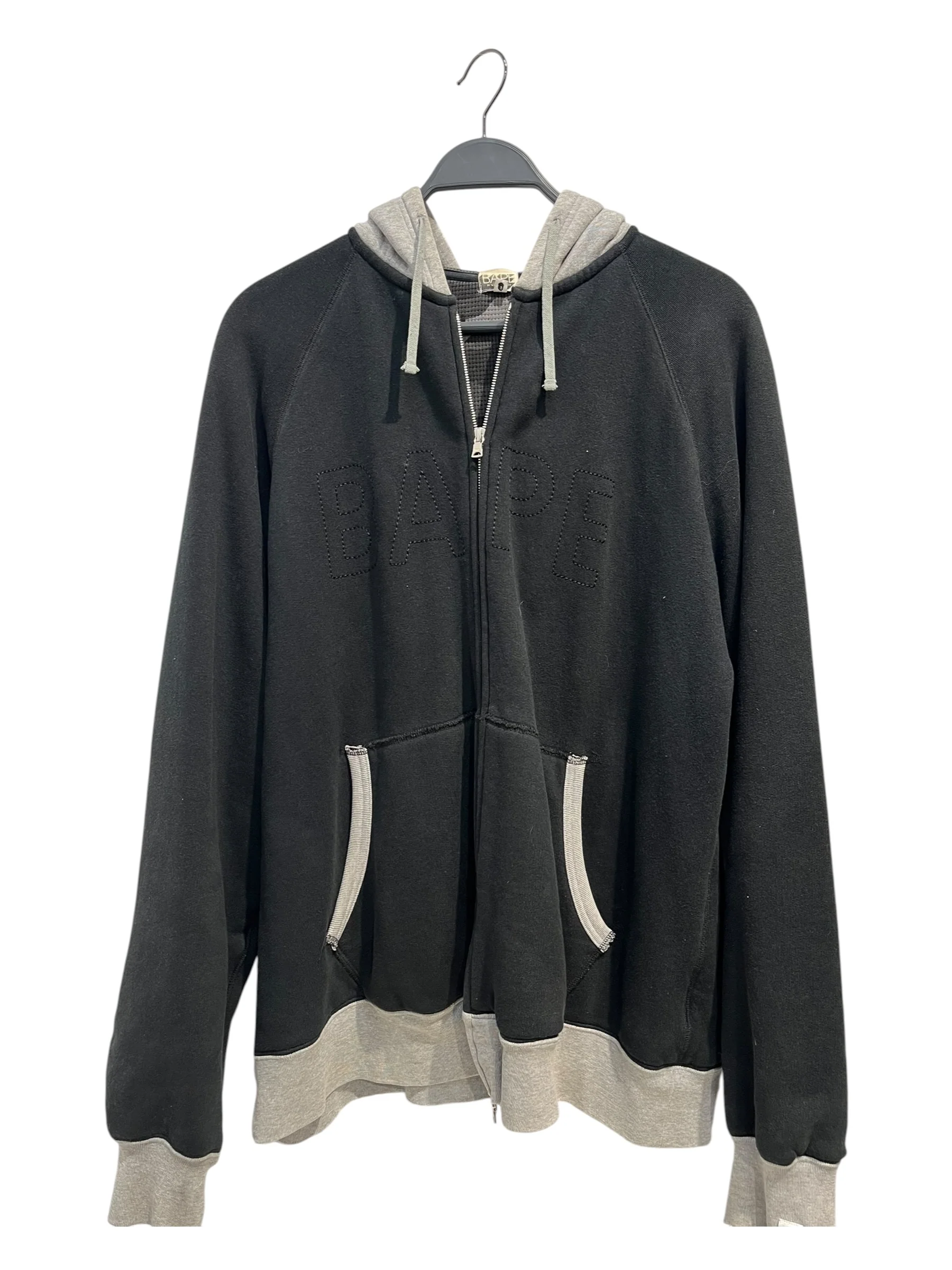 A BATHING APE/Zip Up Hoodie/XL/Cotton/BLK/STITCH LOGO, INNER GREY CAMO