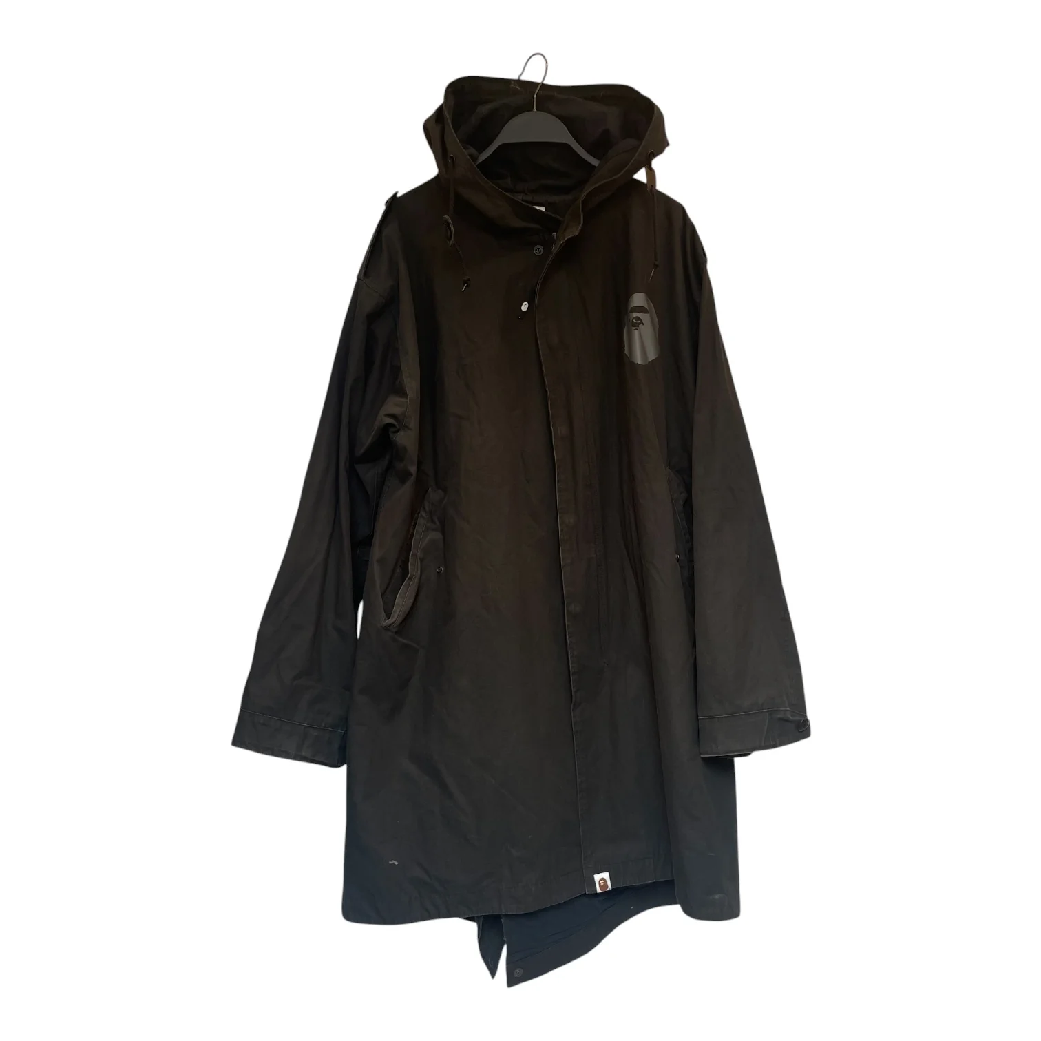 474-a-bathing-ape-trench-coat-xl-cotton-blk-ape-shall-never-kill-ape-1.webp A BATHING APE/Trench Coat/XL/Cotton/BLK/APE SHALL NEVER KILL APE