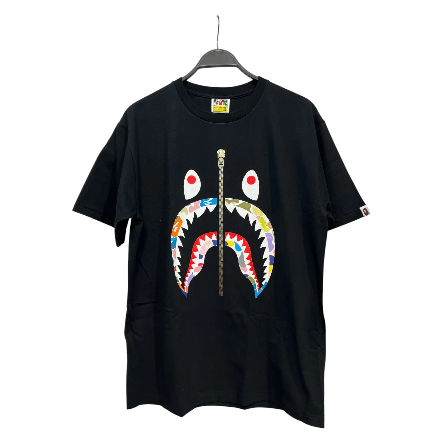 A BATHING APE/T-Shirt/XL/Cotton/BLK/MULTI CAMO SHARK TEE