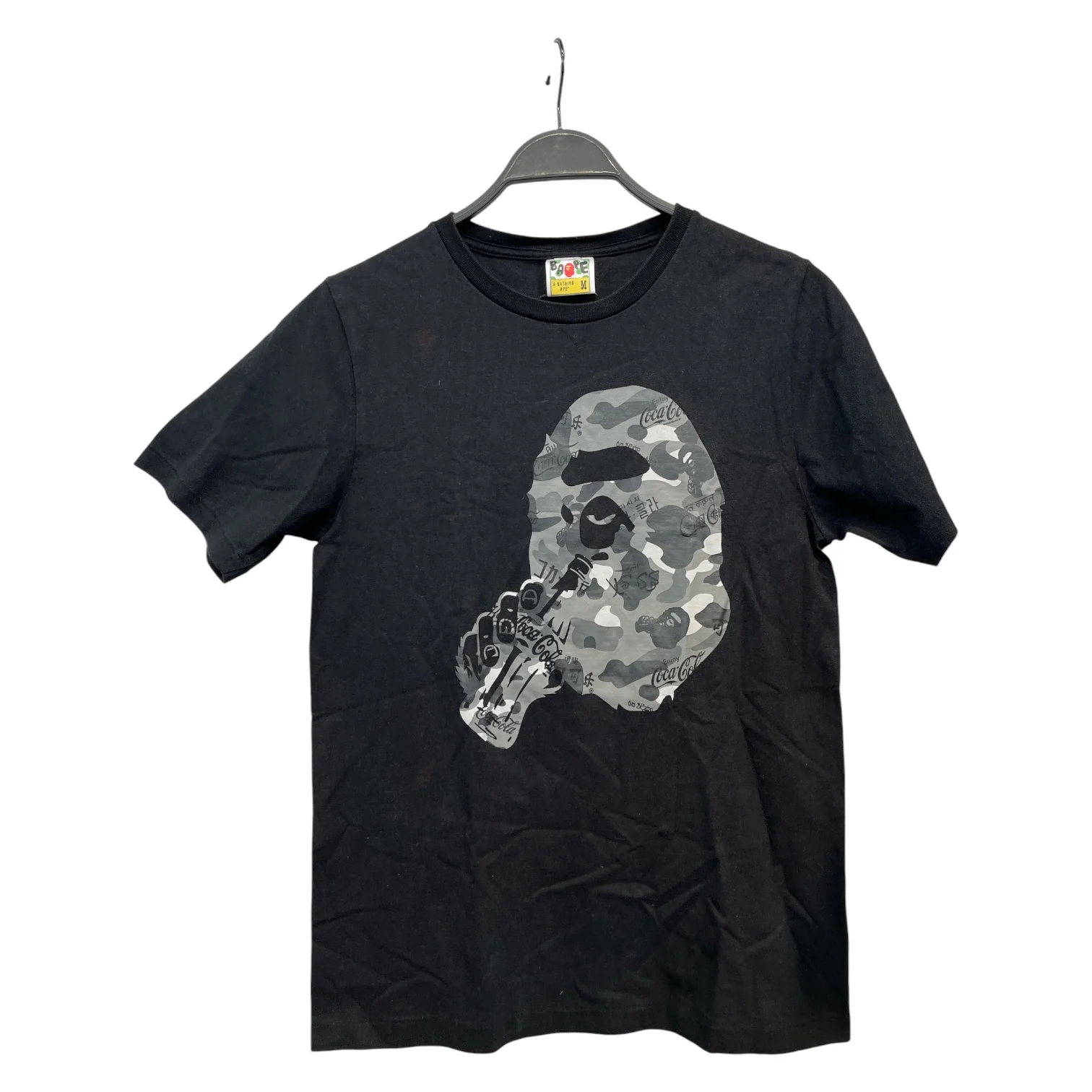 A BATHING APE/T-Shirt/M/Cotton/BLK/GREY CAMO COCA COLA TEE