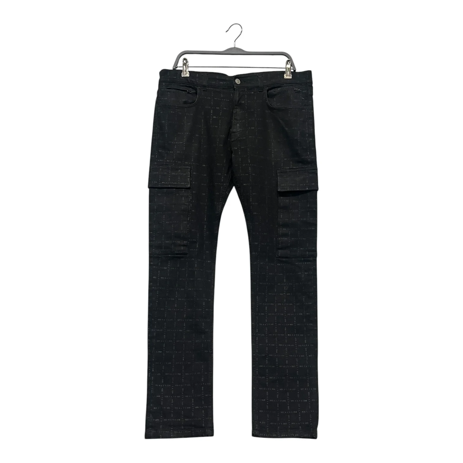 1017 ALYX 9SM(ALYX)/Straight Pants/34/Cotton/BLK/All Over Print/LOGO ALL OVER CARGO DENIM