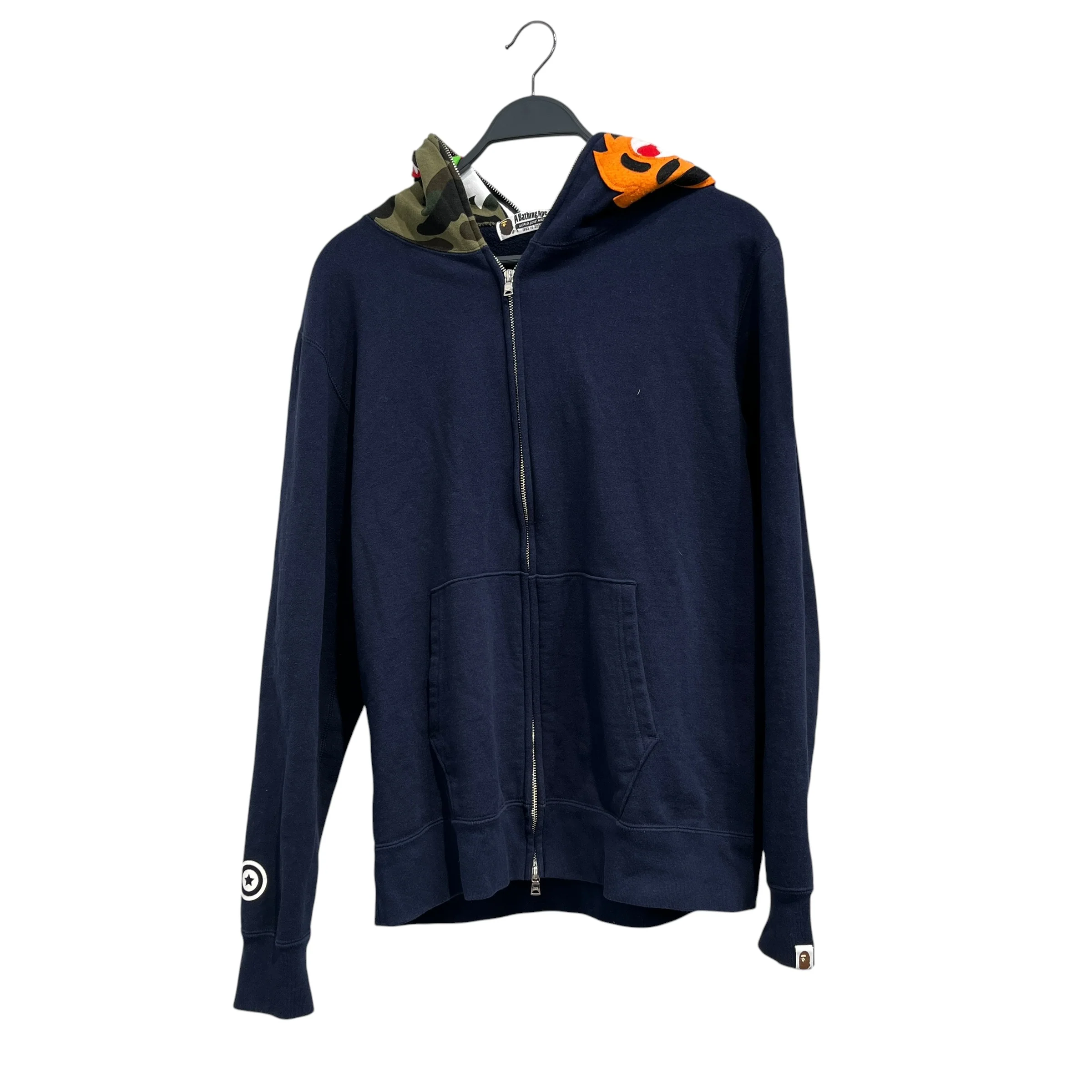 A BATHING APE/Zip Up Hoodie/XL/Camouflage/Cotton/NVY/Shark Hoodie w/patches