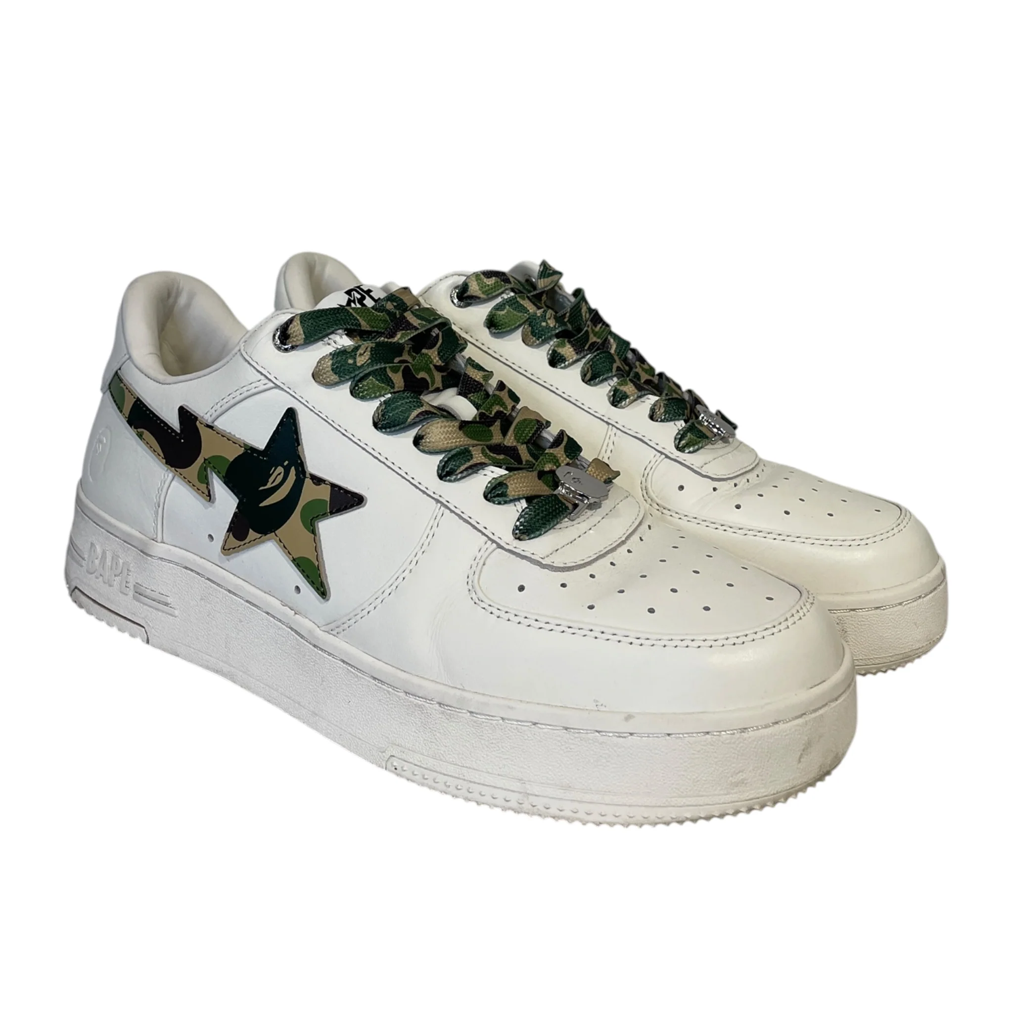 BAPE STA!/Low-Sneakers/US 12/WHT/Camo Star & Laces