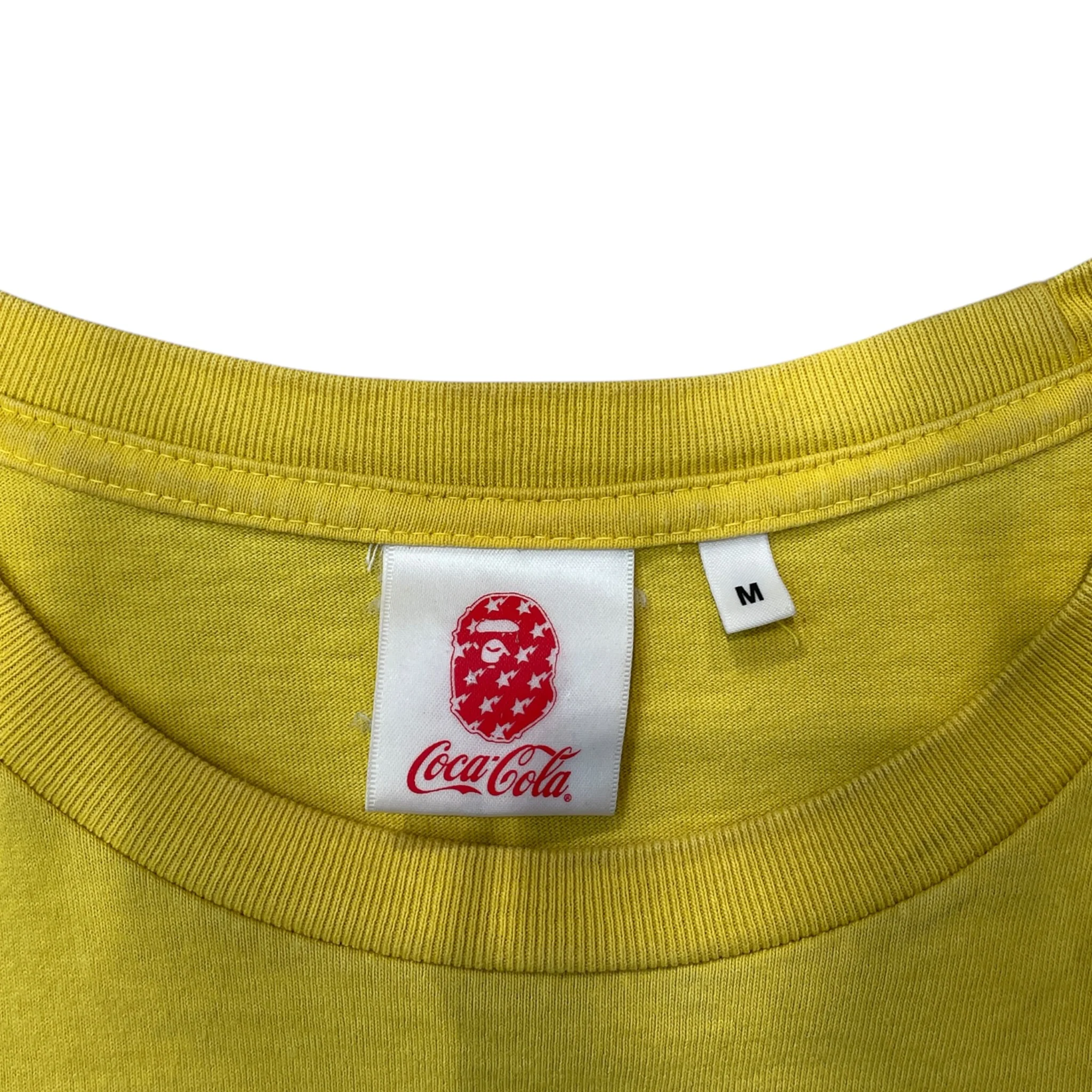 A BATHING APE/Coca･Cola/T-Shirt/M/Cotton/YEL/Graphic/APE FACE/COKE LOGO IN RED