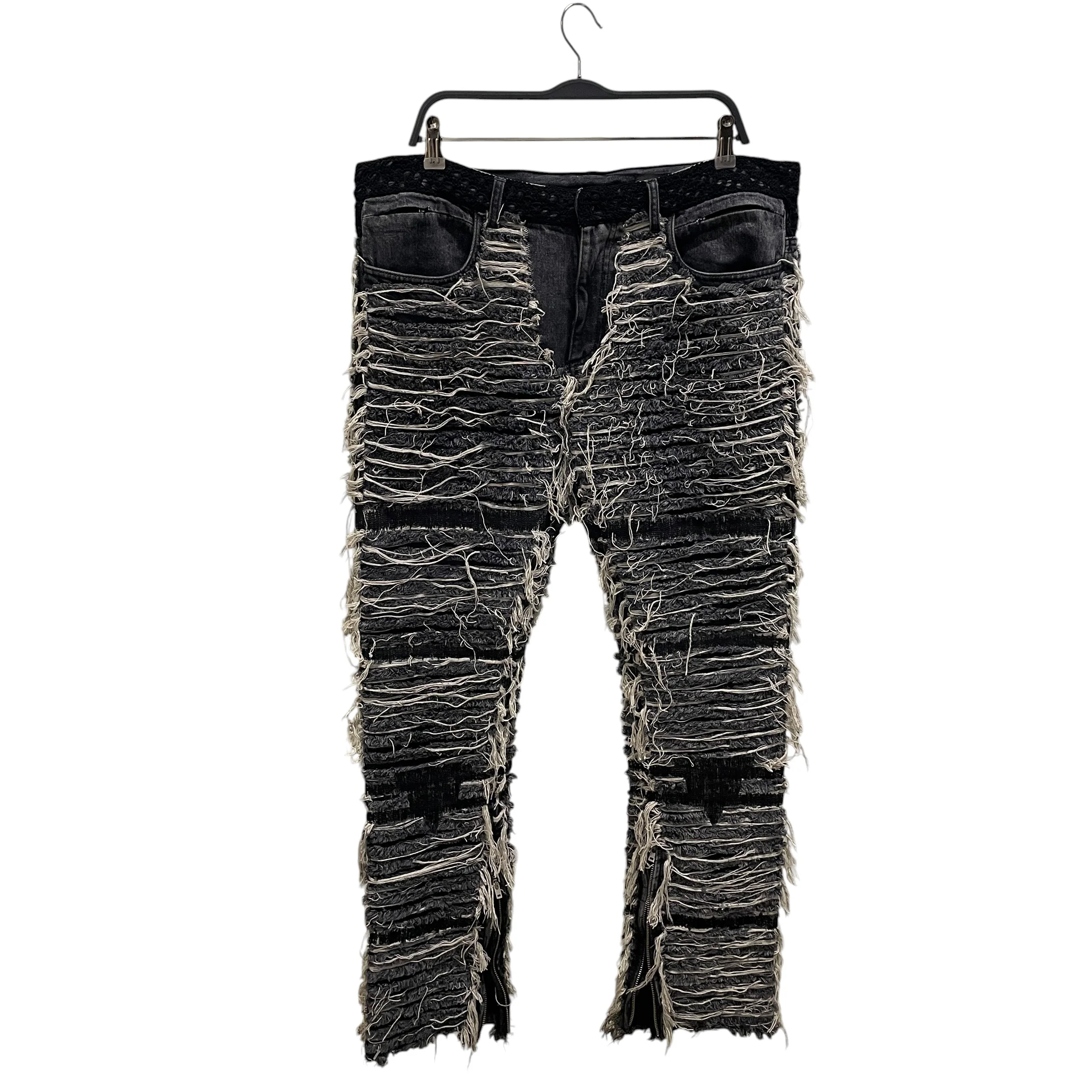 1017 ALYX 9SM(ALYX)/Blackmeans/Straight Pants/36/Cotton/BLK/DISTRESSED & FRAYED DENIM/PKTS
