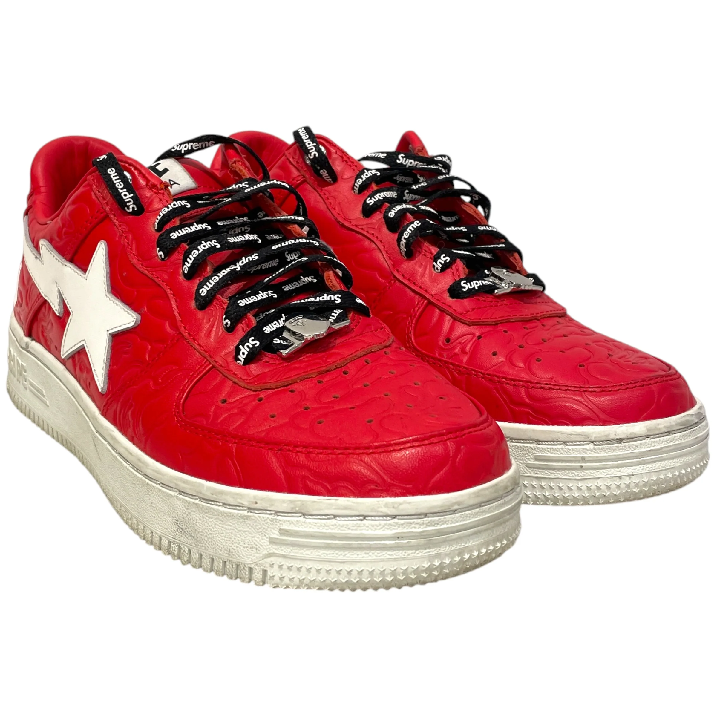 A BATHING APE/Low-Sneakers/US 9/Leather/RED/Line Camo Red Bapesta