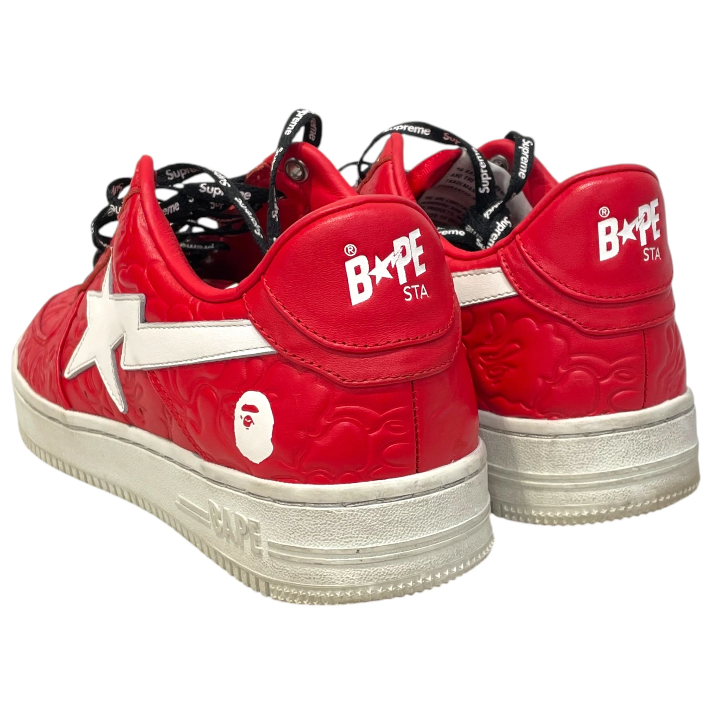 A BATHING APE/Low-Sneakers/US 9/Leather/RED/Line Camo Red Bapesta