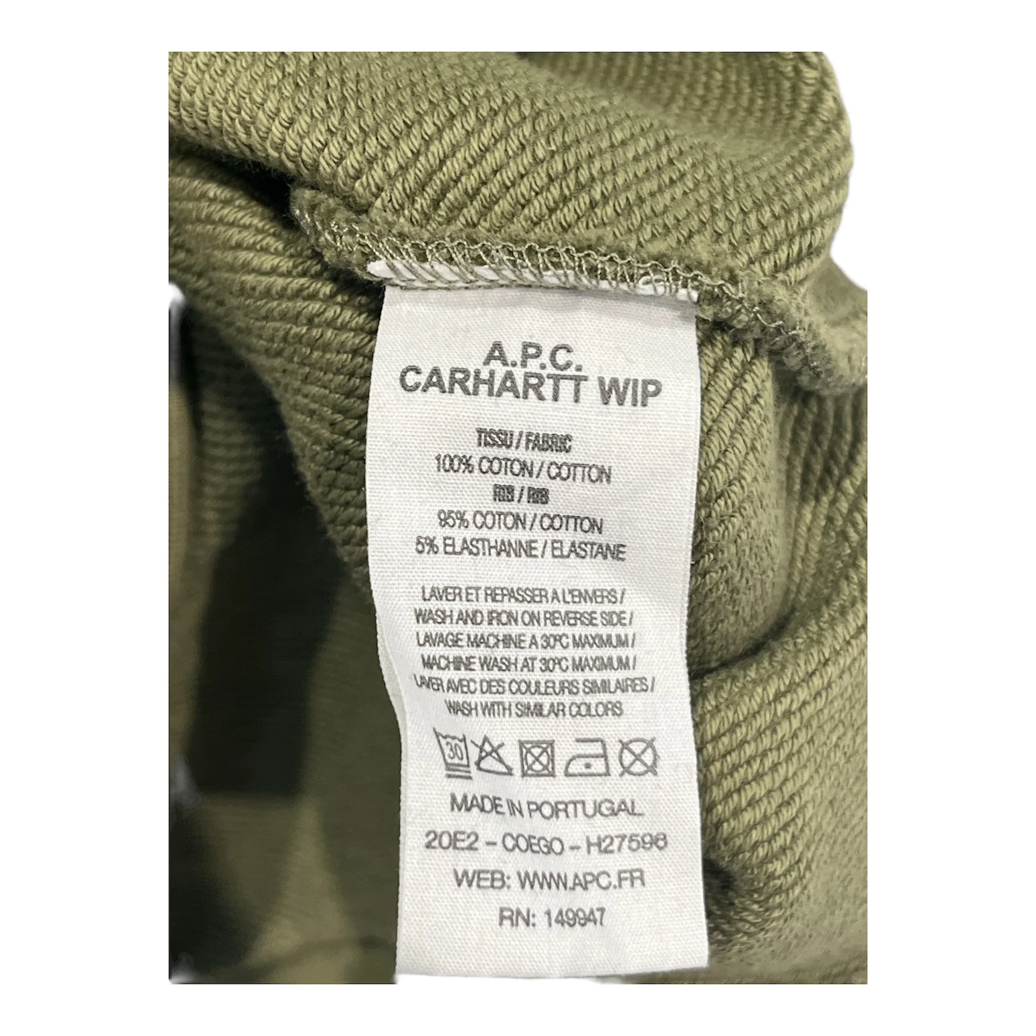 A.P.C./Carhartt/Sweatshirt/M/Cotton/KHK/"A.P" CARHARTT LOGO FOR C