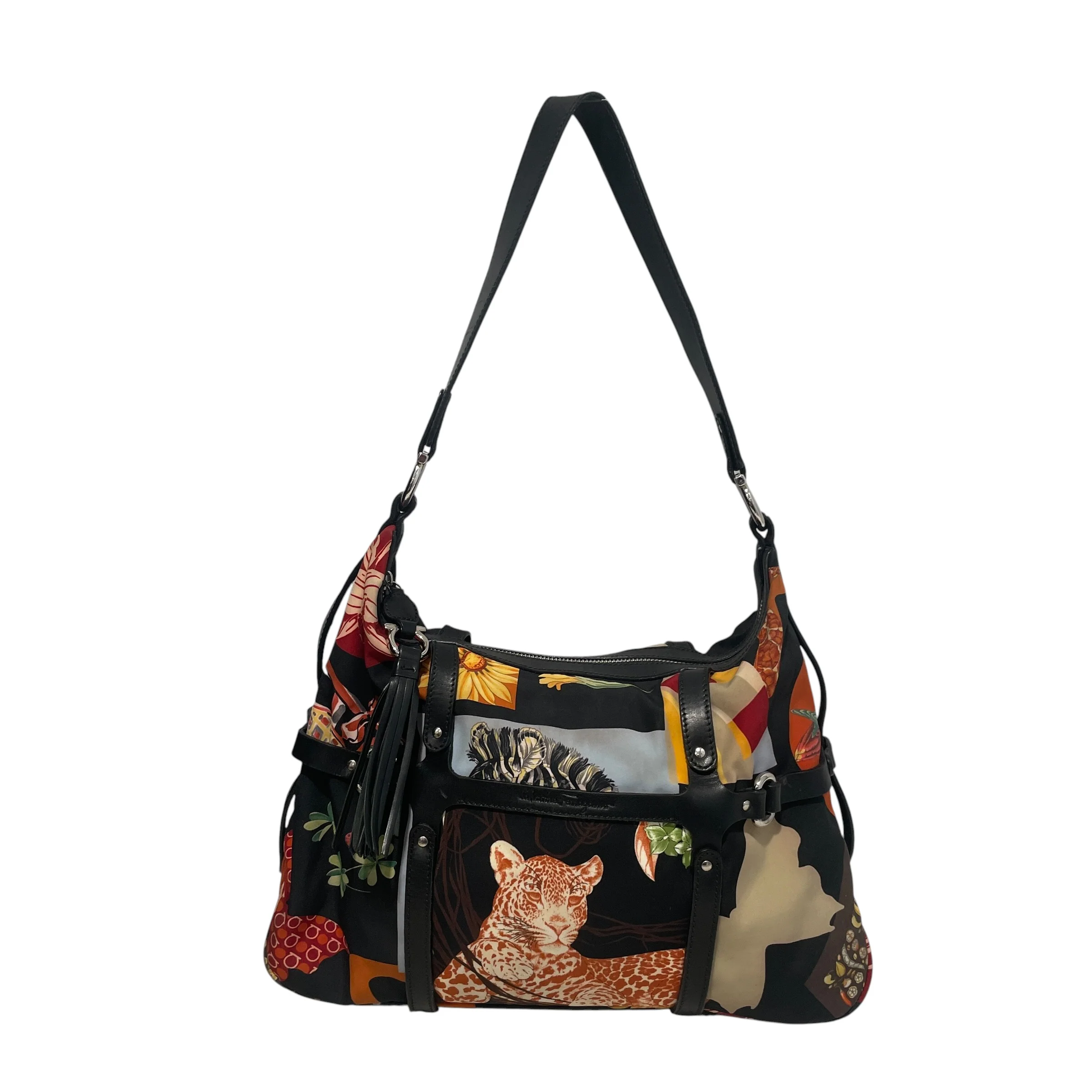 Salvatore Ferragamo/Bag/All Over Print/Nylon/BLK/Fiera Animal Shoulder Bag