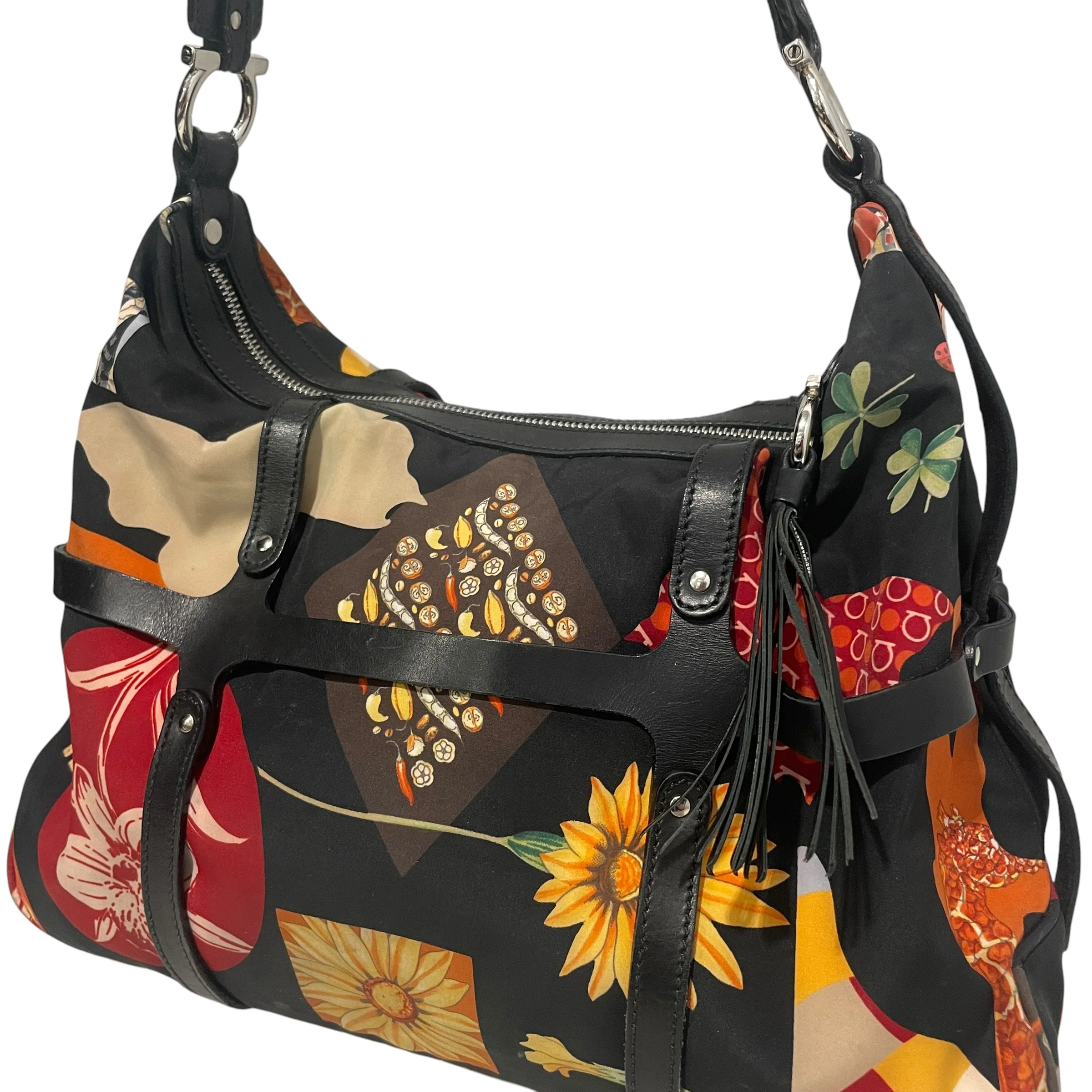 Salvatore Ferragamo/Bag/All Over Print/Nylon/BLK/Fiera Animal Shoulder Bag