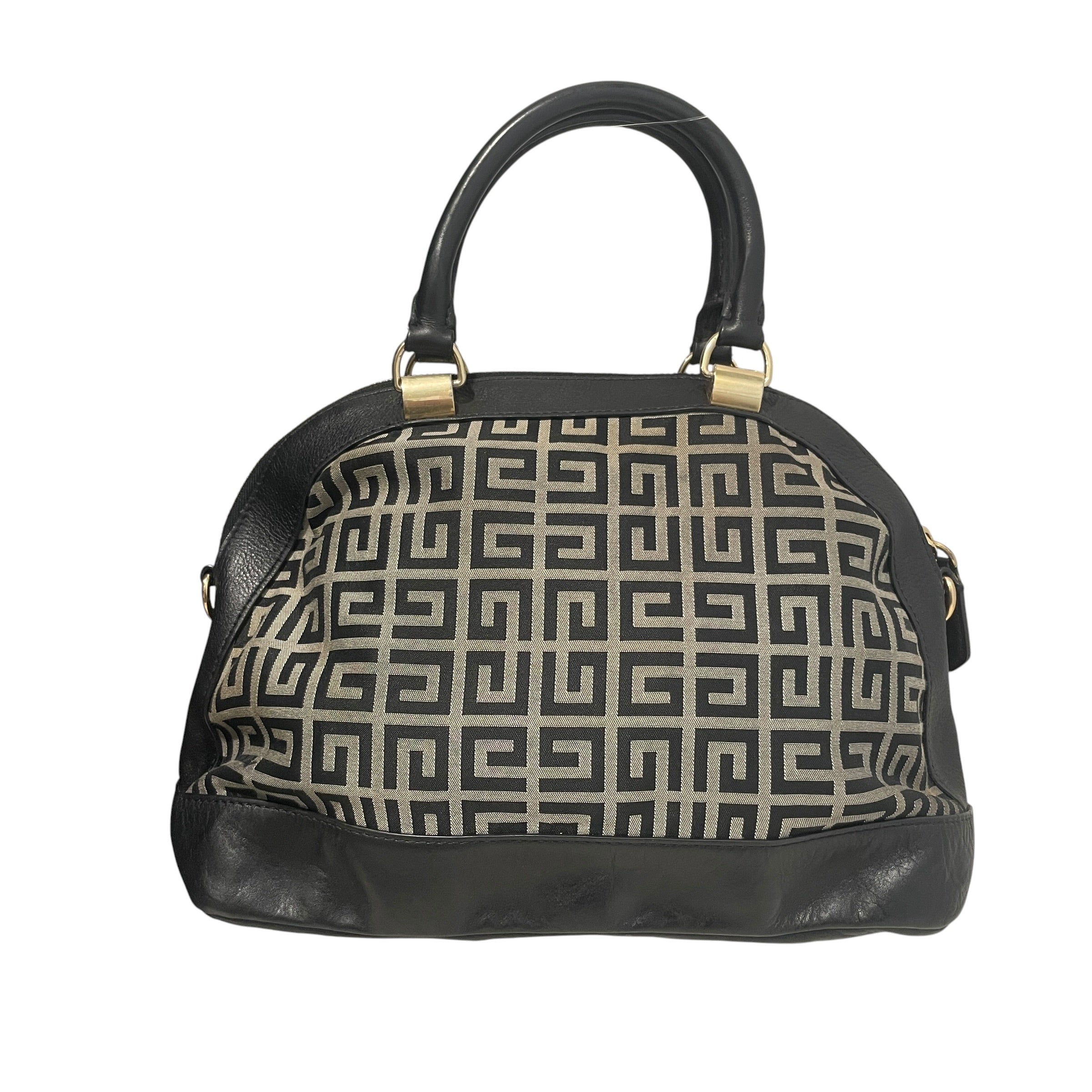 GIVENCHY/Bag/Monogram/Cotton/BLK/Mono Canvas & Leather Satchel