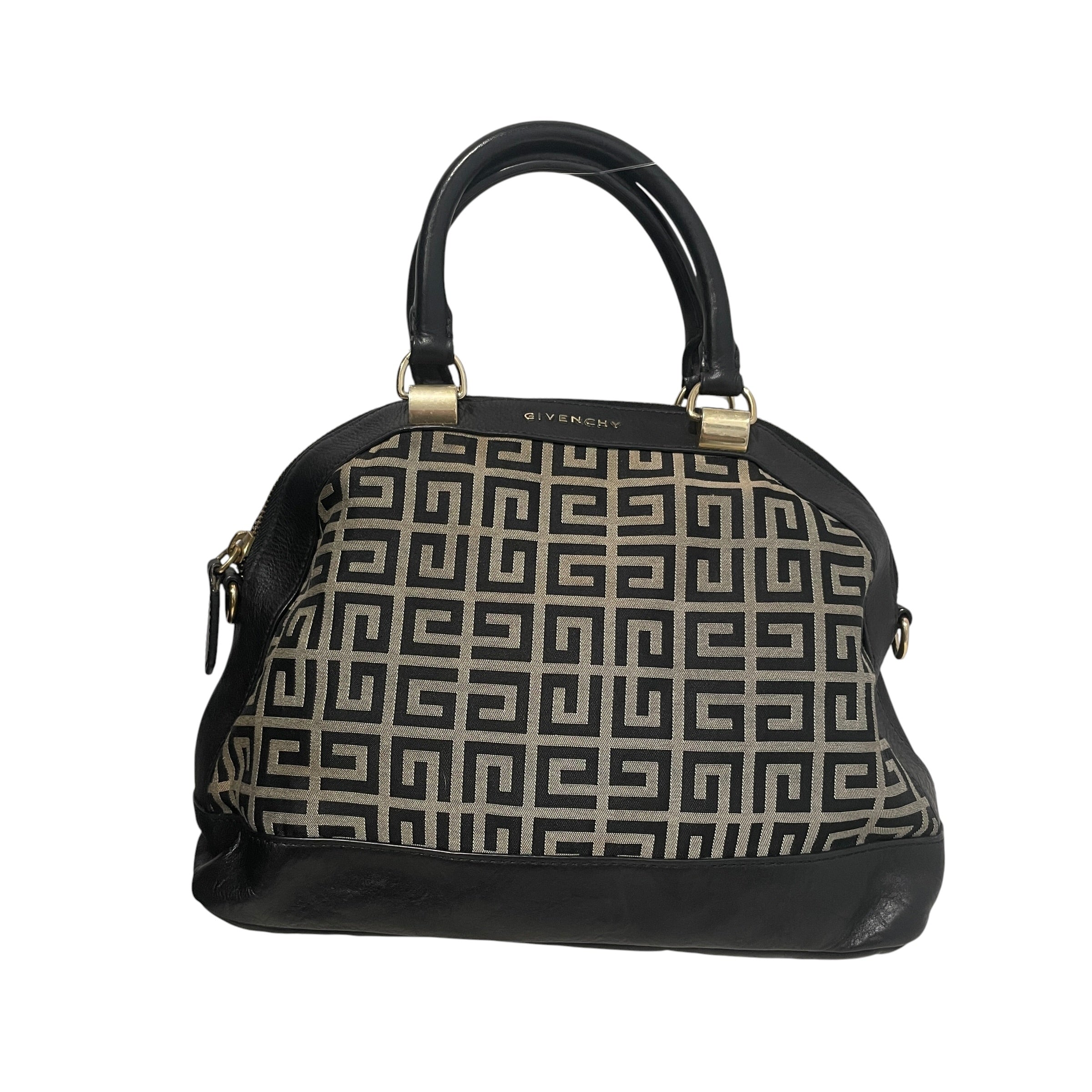 GIVENCHY/Bag/Monogram/Cotton/BLK/Mono Canvas & Leather Satchel