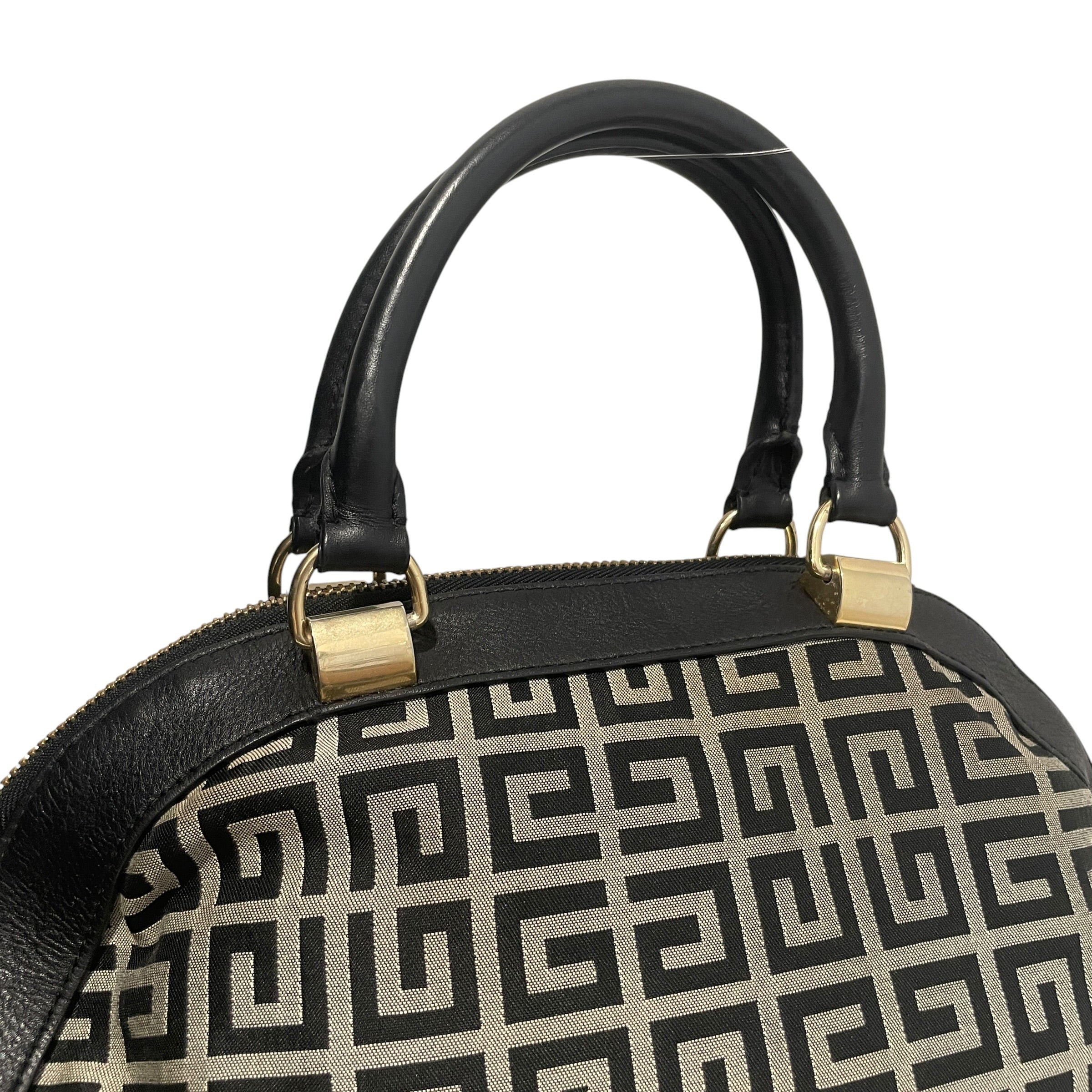 GIVENCHY/Bag/Monogram/Cotton/BLK/Mono Canvas & Leather Satchel