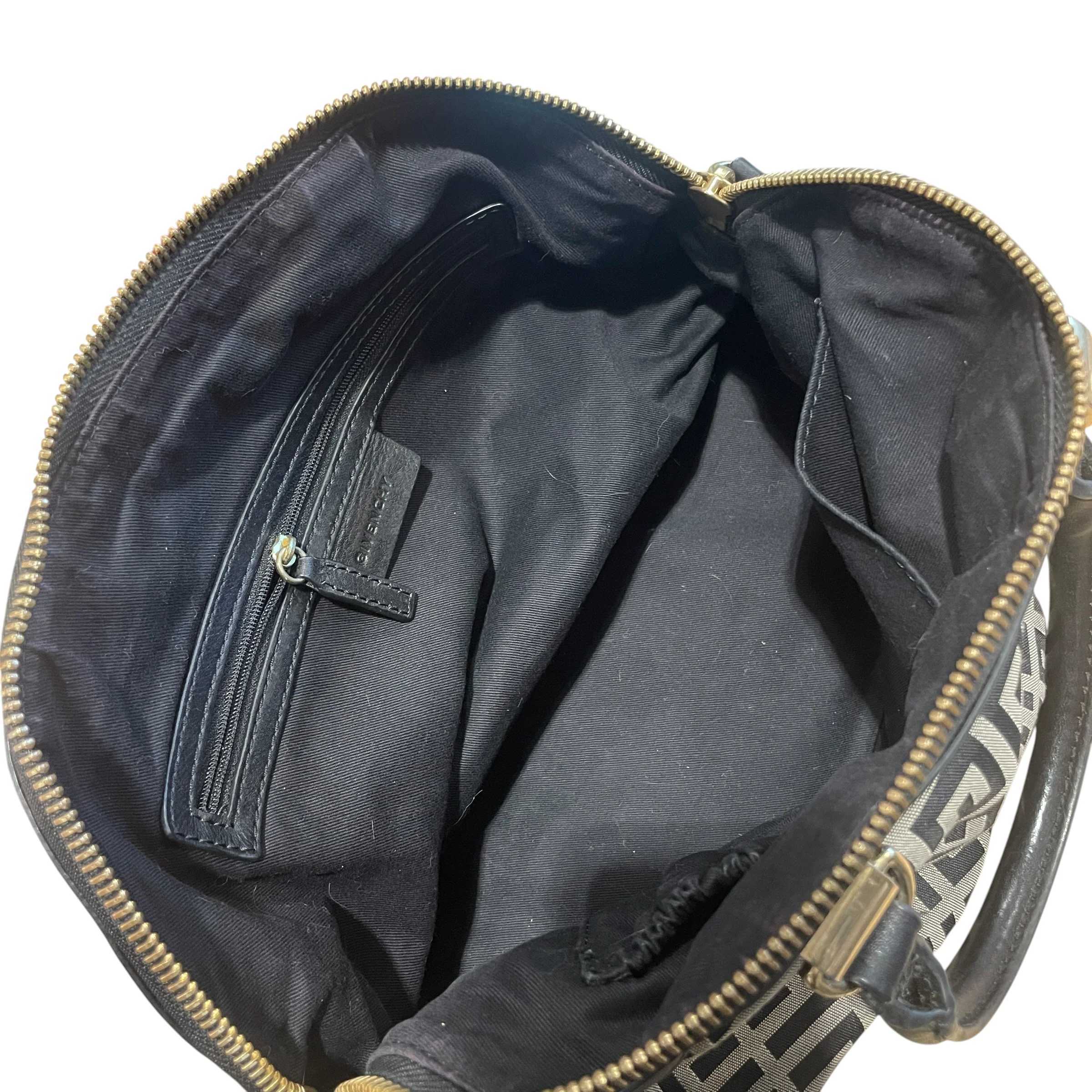 GIVENCHY/Bag/Monogram/Cotton/BLK/Mono Canvas & Leather Satchel