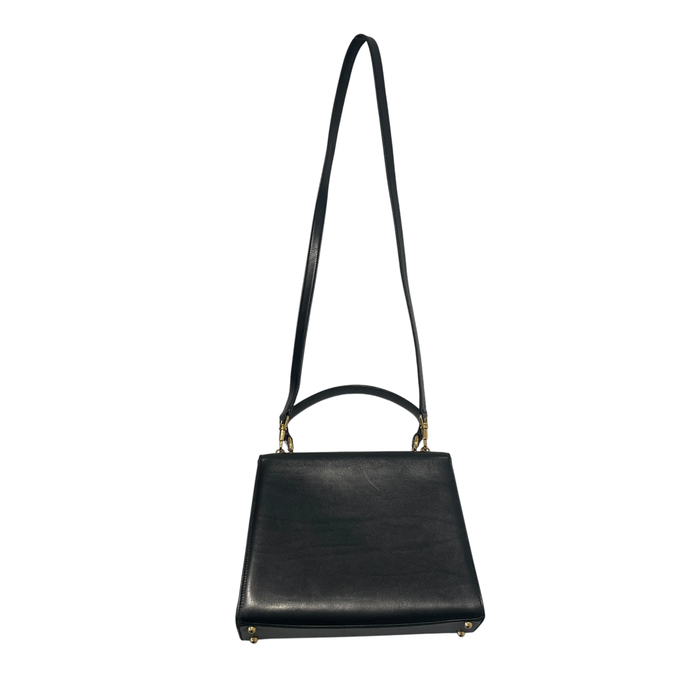 GUCCI/Hand Bag/Leather/BLK/Vintage Bamboo Handle Bag