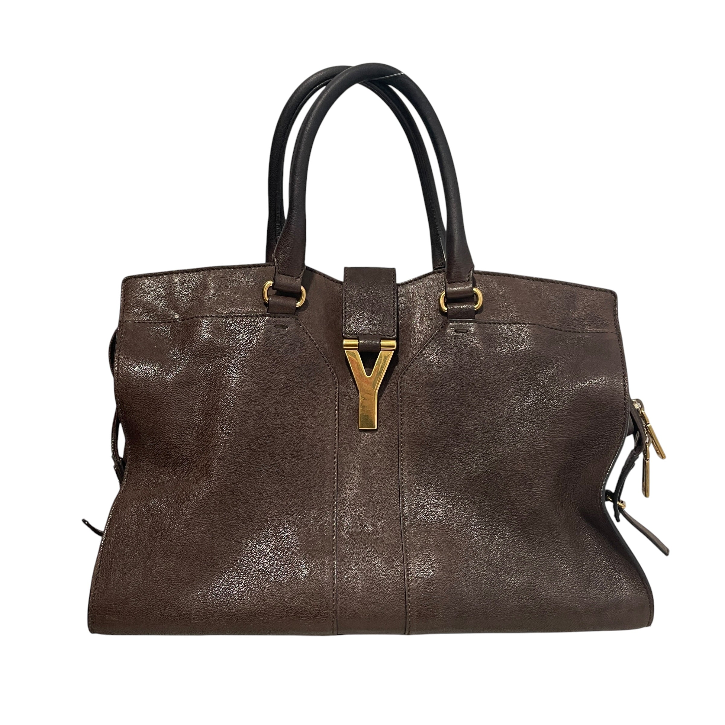 YVES SAINT LAURENT/Tote Bag/Leather/BRW/Chyc Cabas Tote