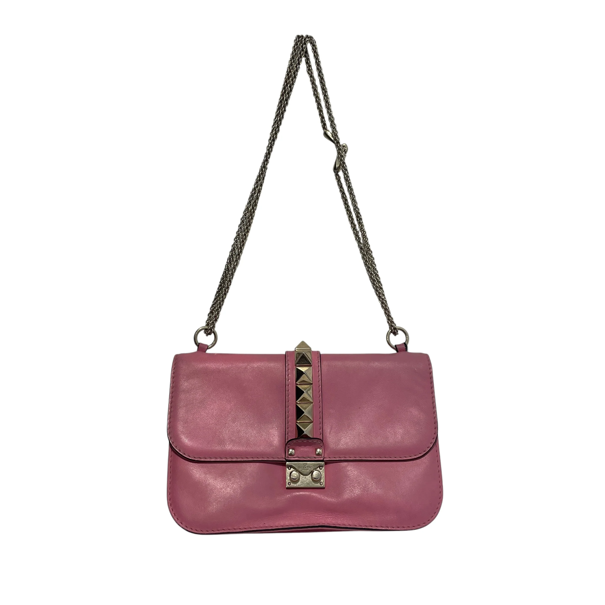 VALENTINO/Cross Body Bag/Leather/PNK/Glam Lock RockStud Bag