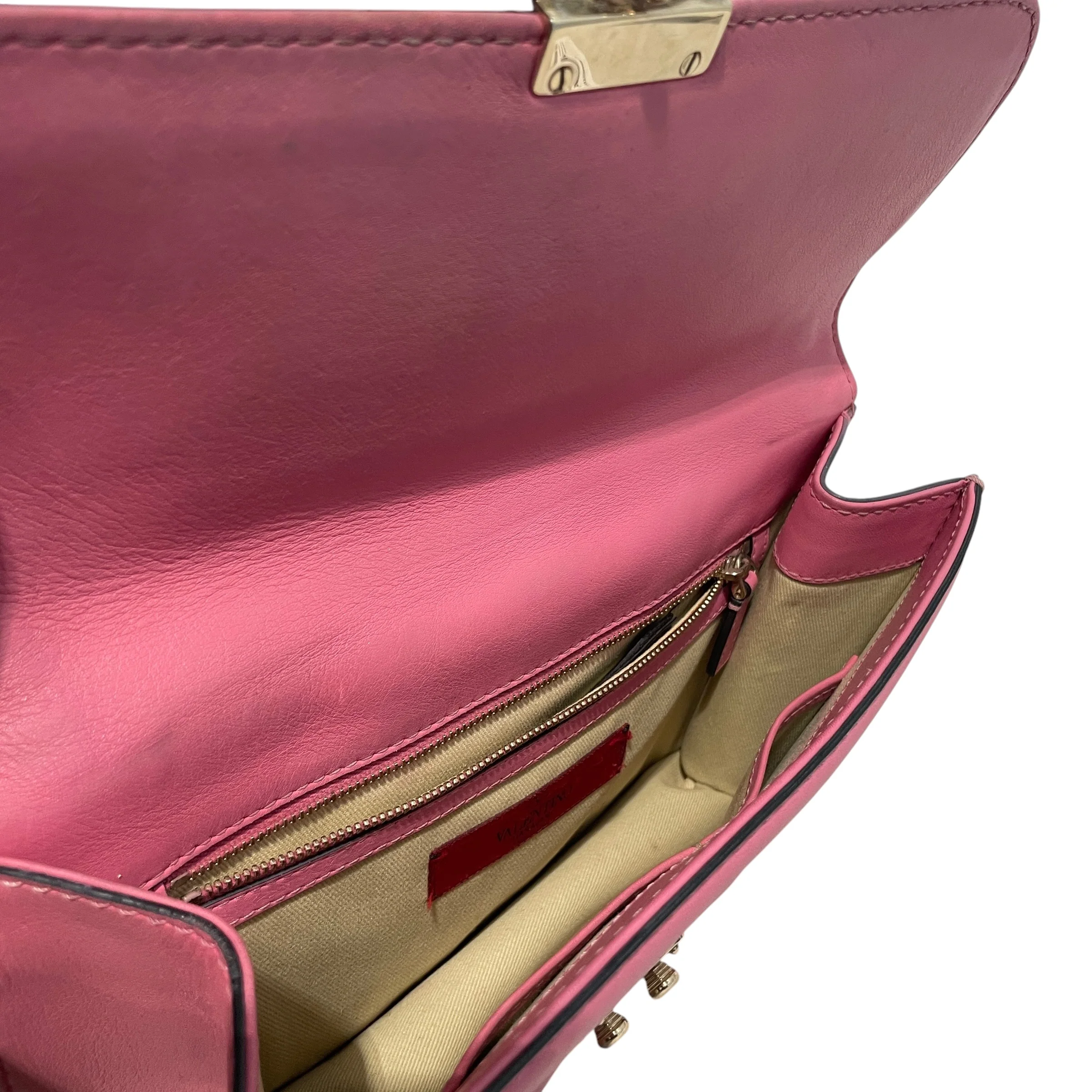 VALENTINO/Cross Body Bag/Leather/PNK/Glam Lock RockStud Bag