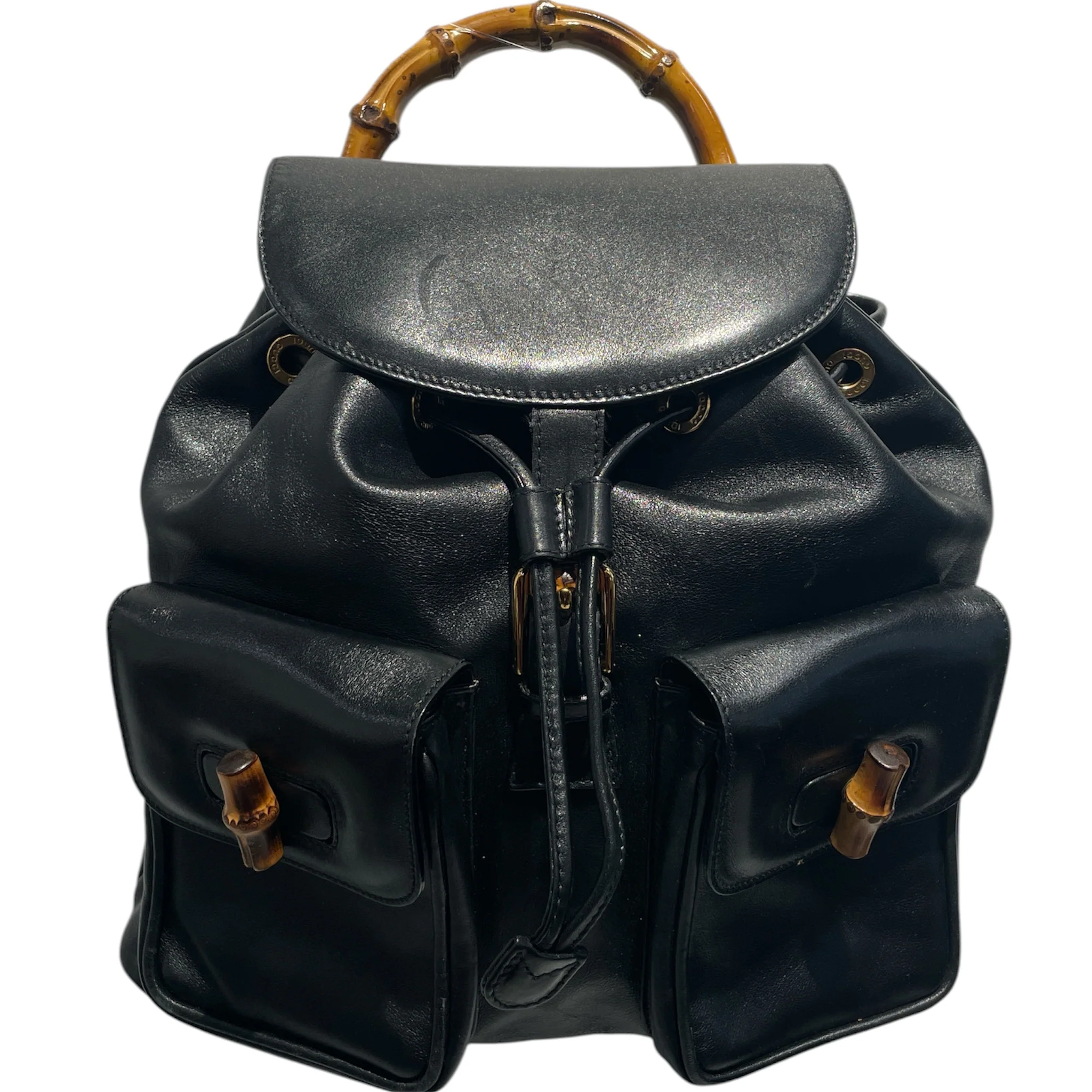 GUCCI/Backpack/Leather/BLK/Vintage Bamboo Backpack