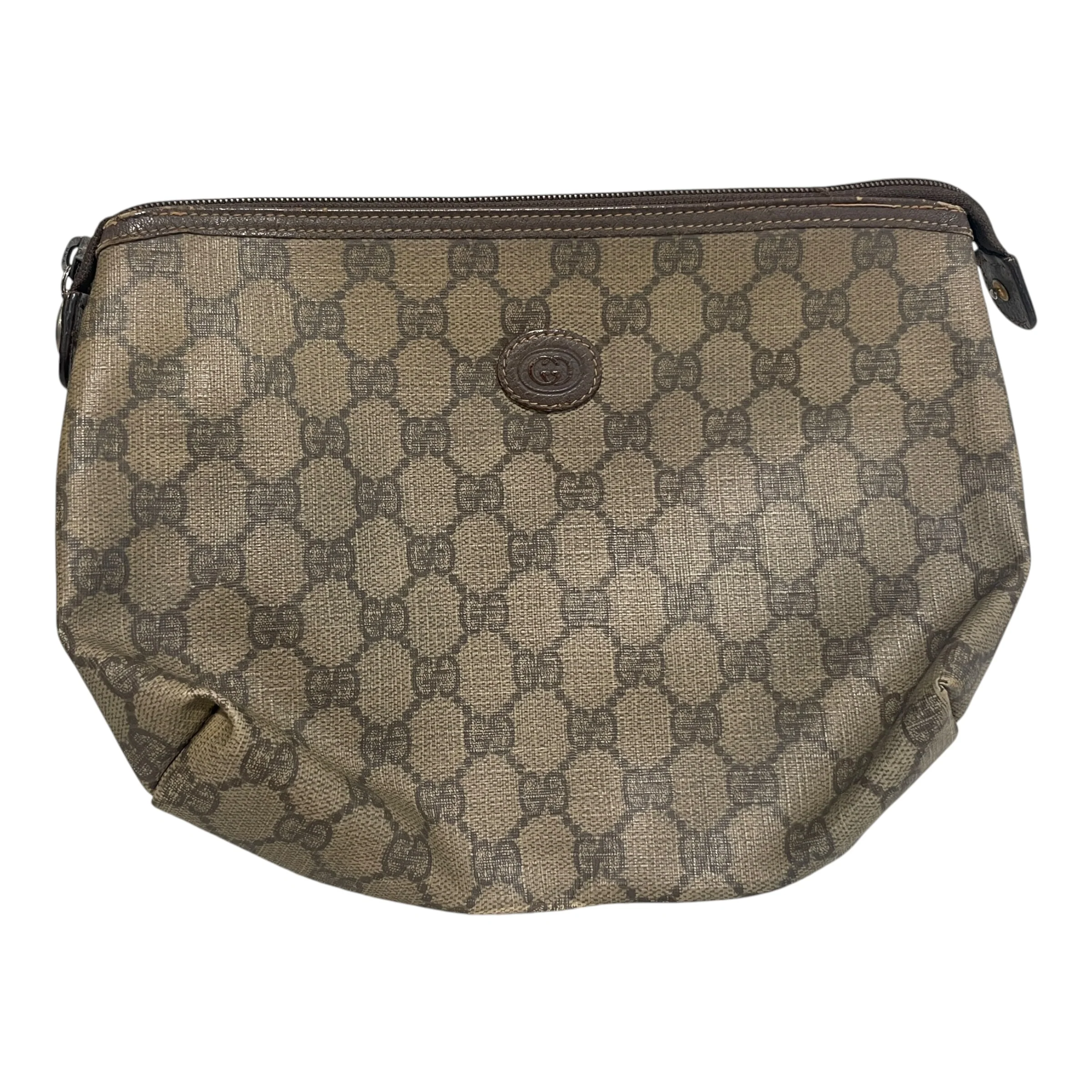 GUCCI/Bag/Monogram/Leather/BRW/Canvas Toiletry Bag