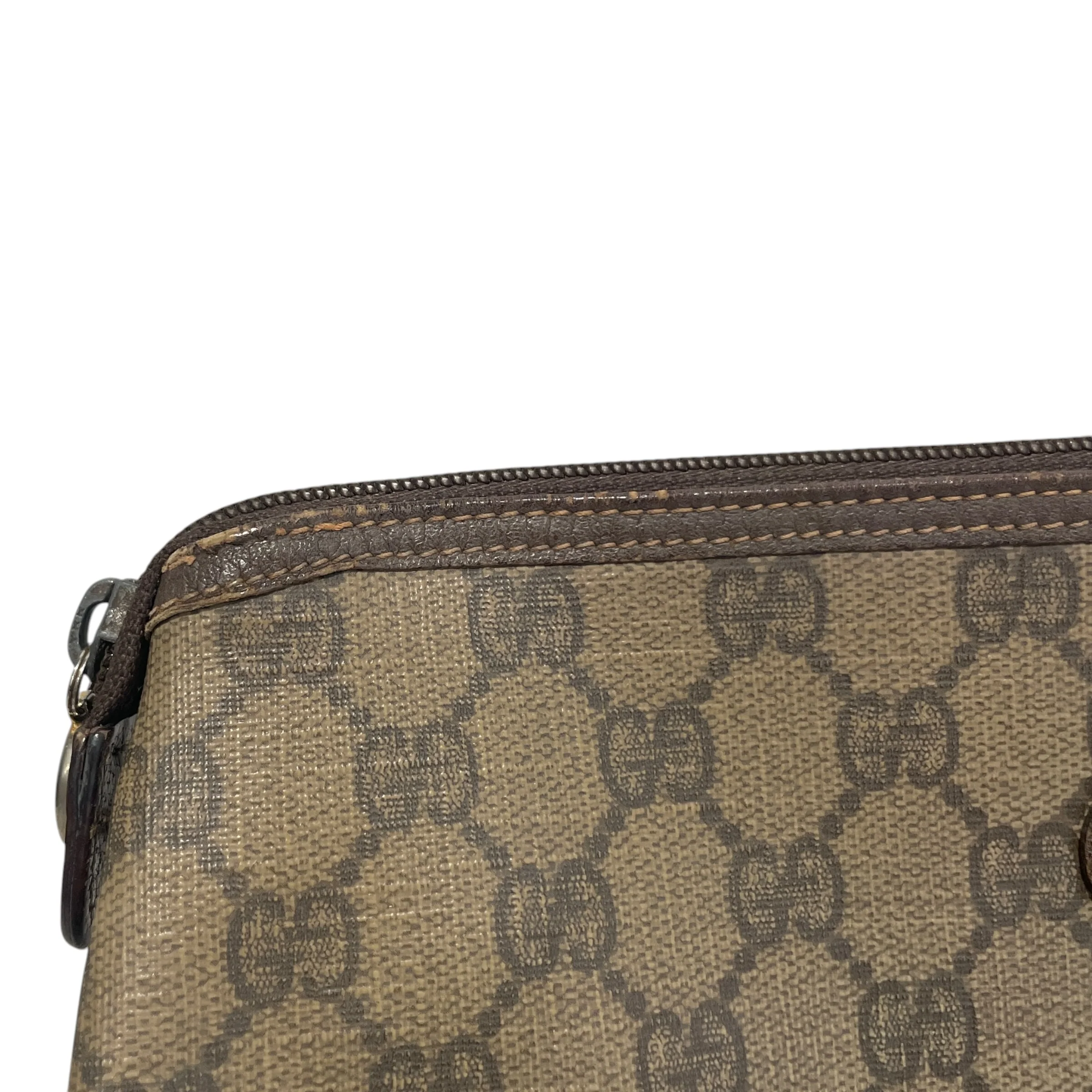 GUCCI/Bag/Monogram/Leather/BRW/Canvas Toiletry Bag