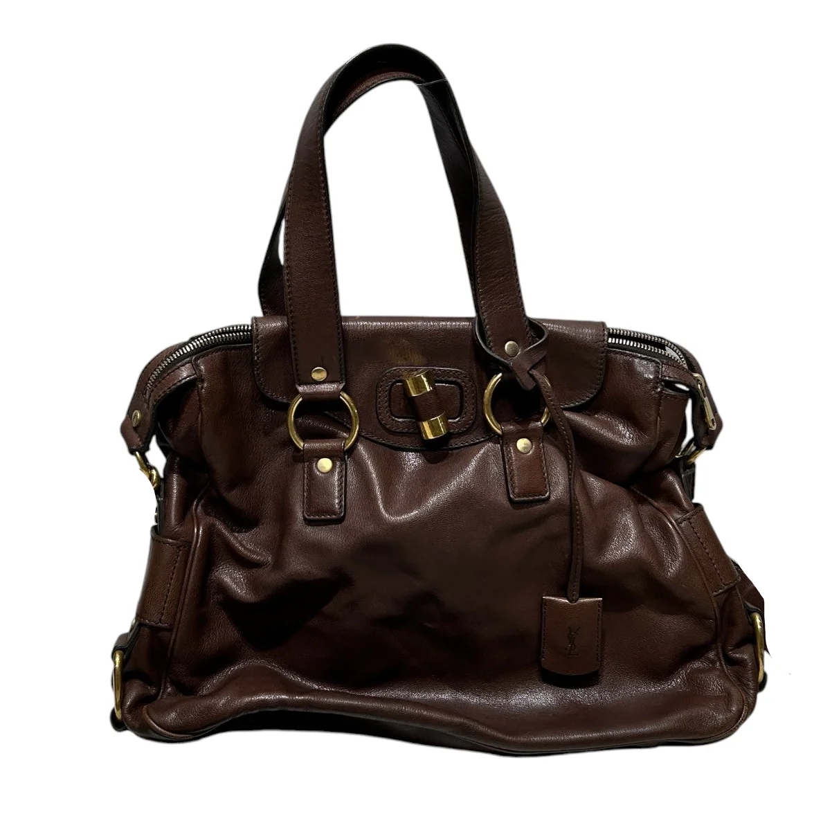 YVES SAINT LAURENT/Cross Body Bag/BRW/GOLD HRDWRE TWIST BUCKLE